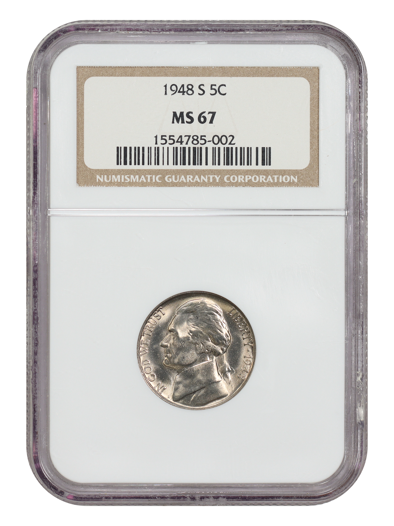 1948-S 5C NGC MS67