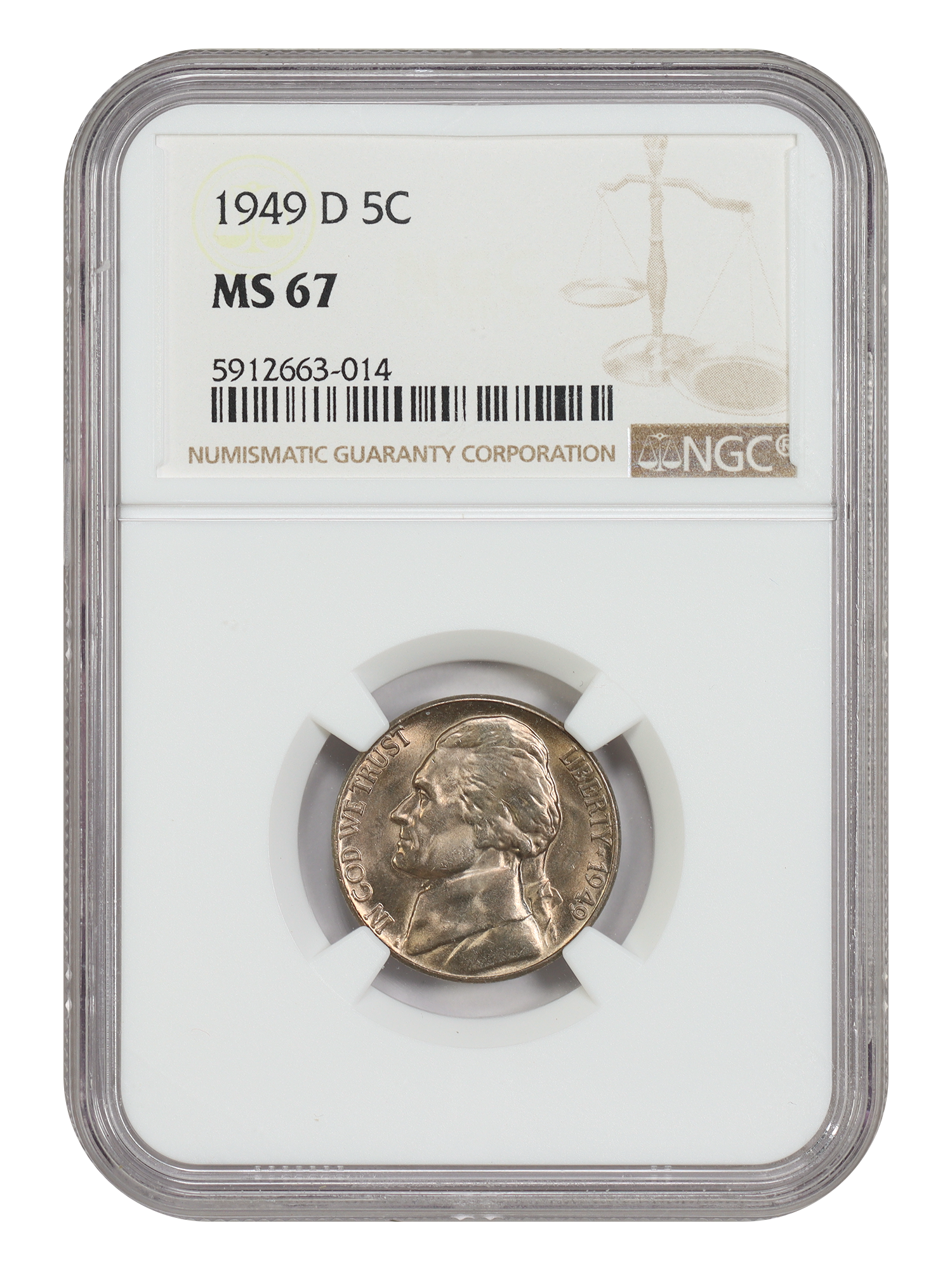 1949-D 5C NGC MS67