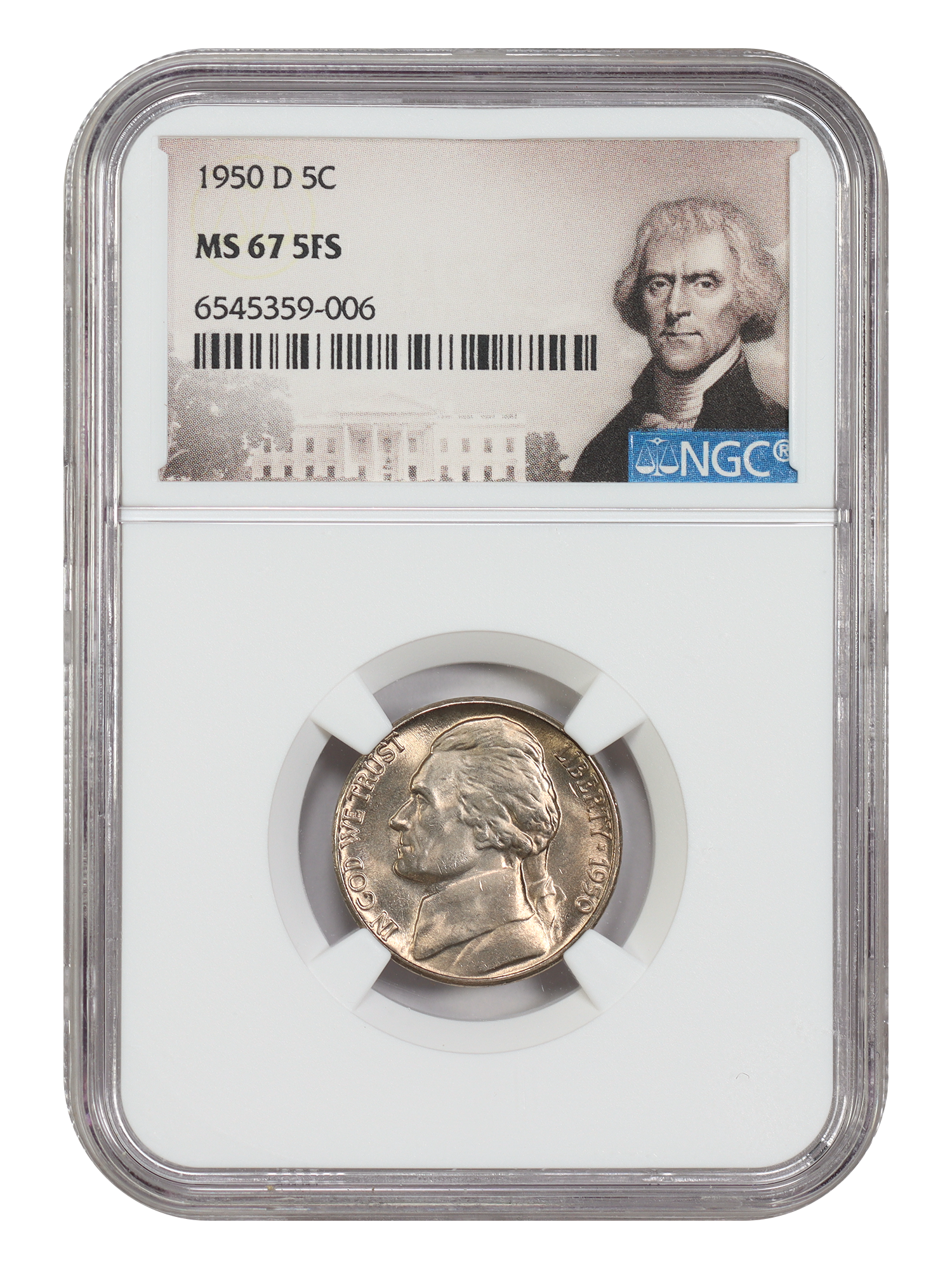 1950-D 5C NGC MS67 5FS