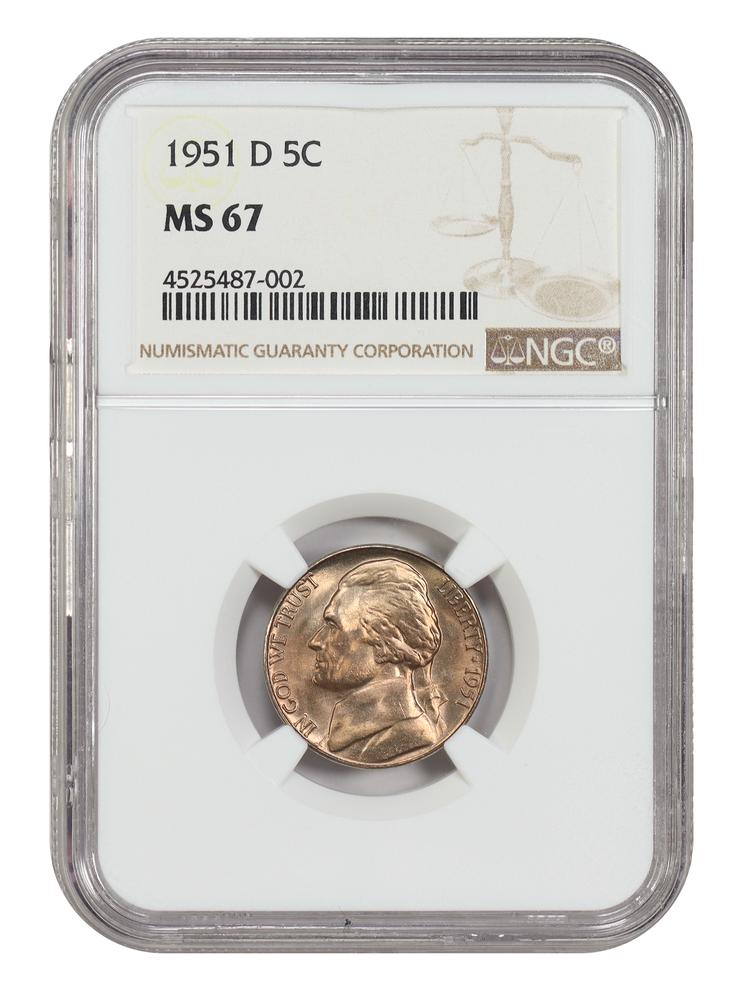 1951-D 5C NGC MS67