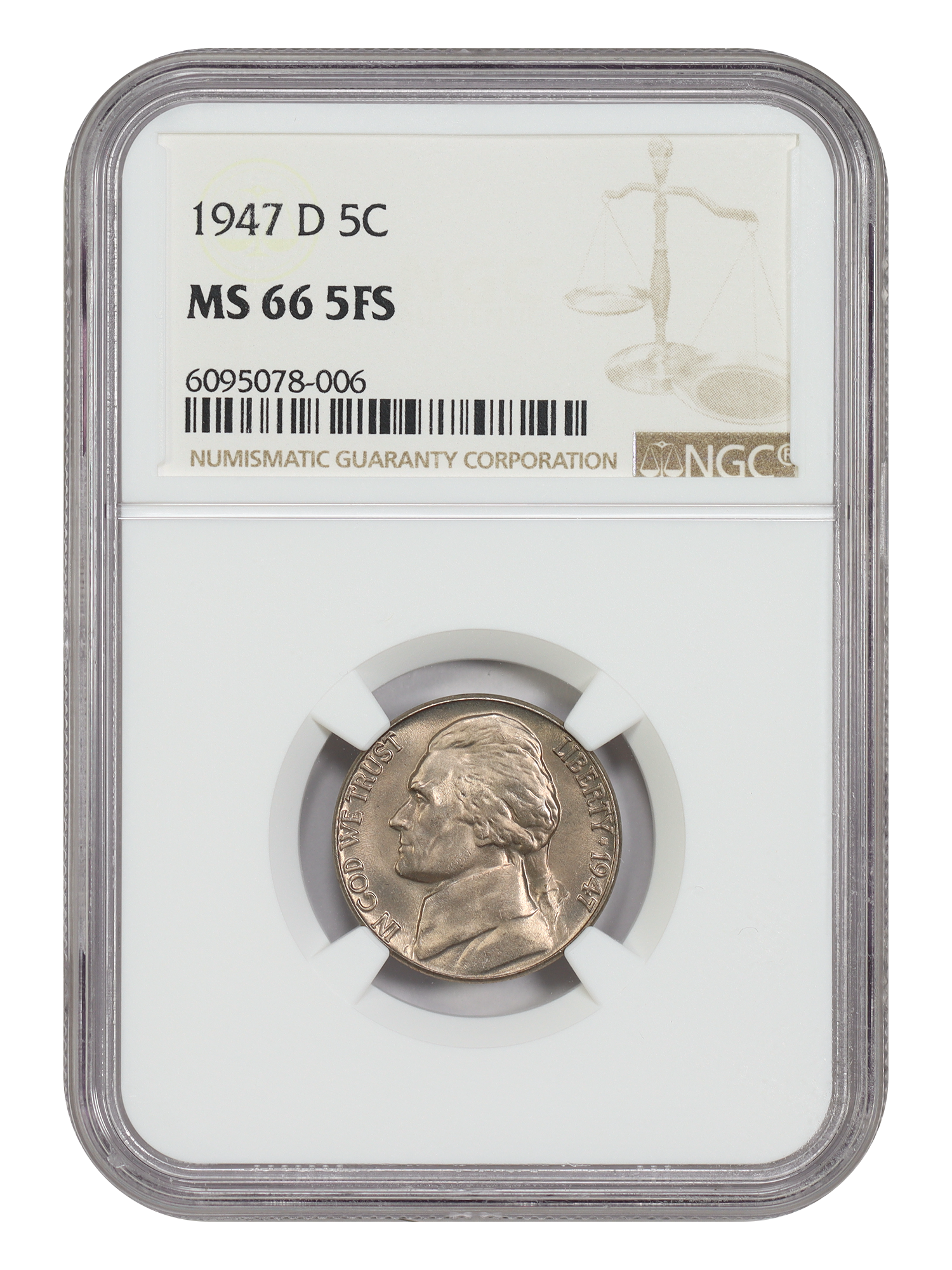 1947-D 5C NGC MS66 5FS