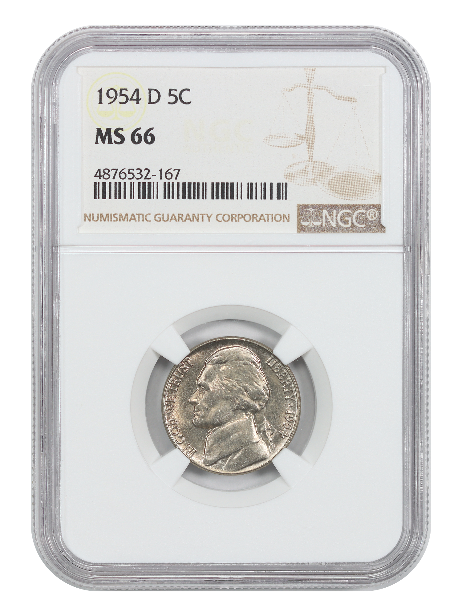 1954-D 5C NGC MS66