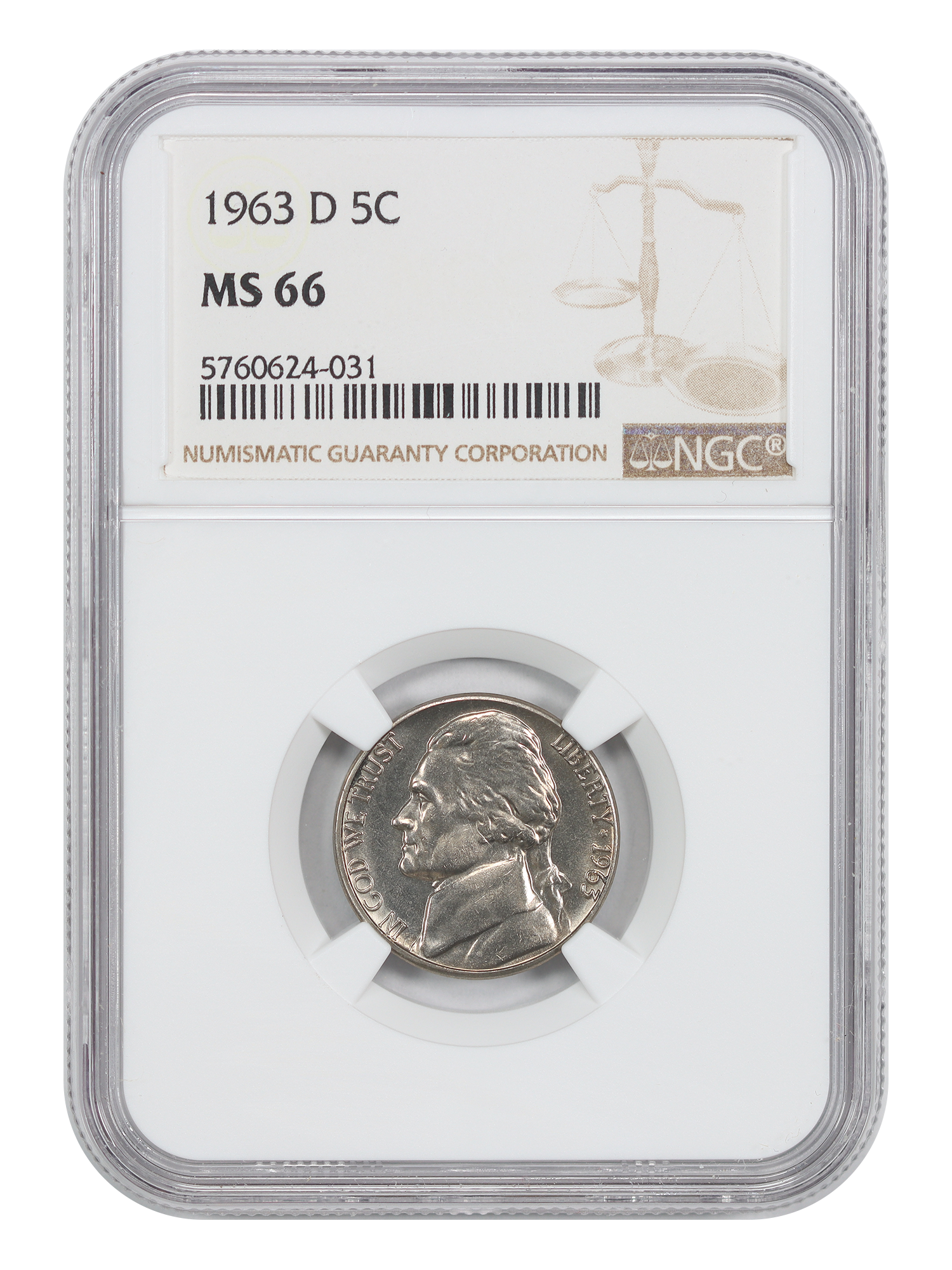 1963-D 5C NGC MS66