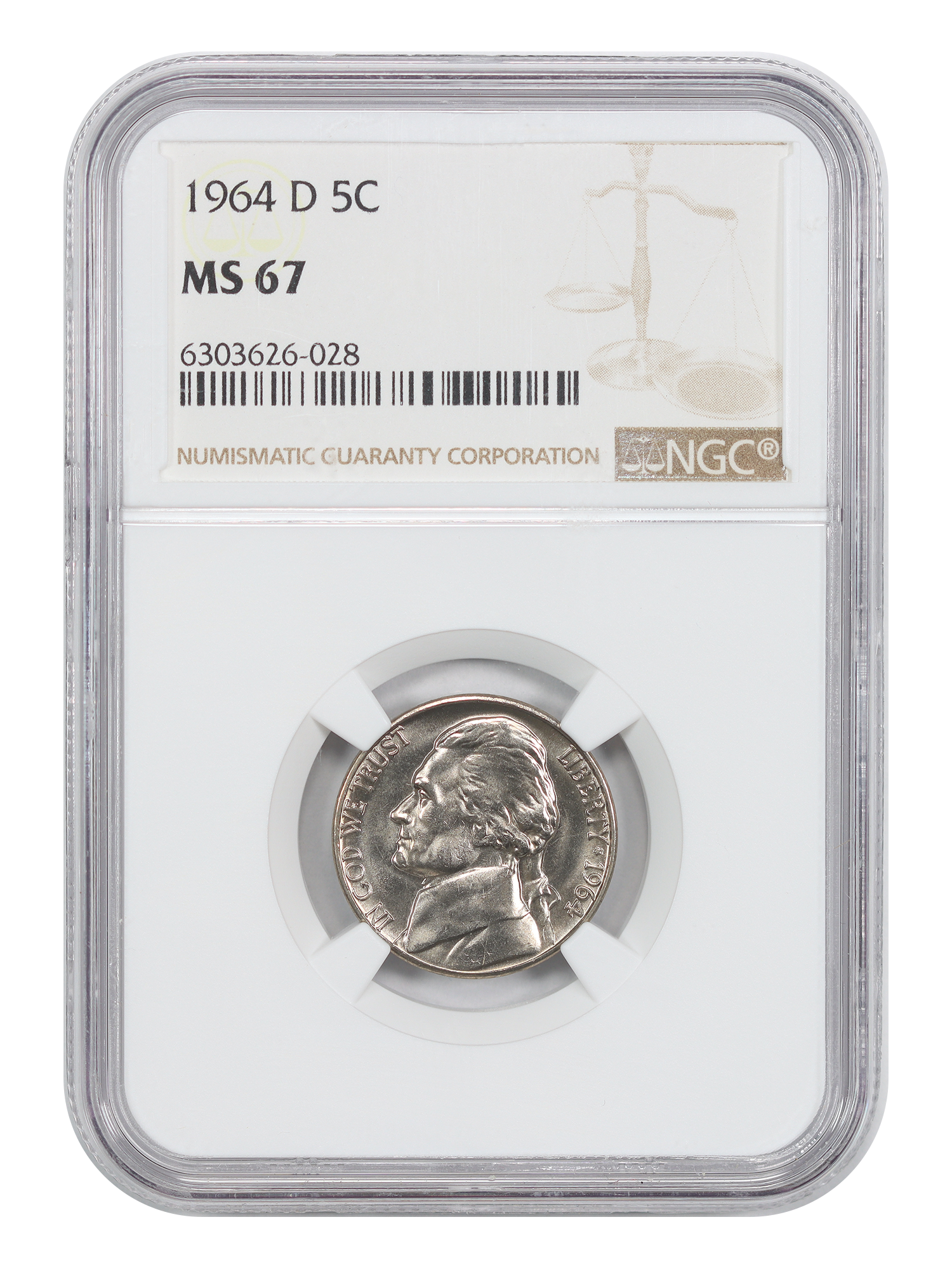 1964-D 5C NGC MS67