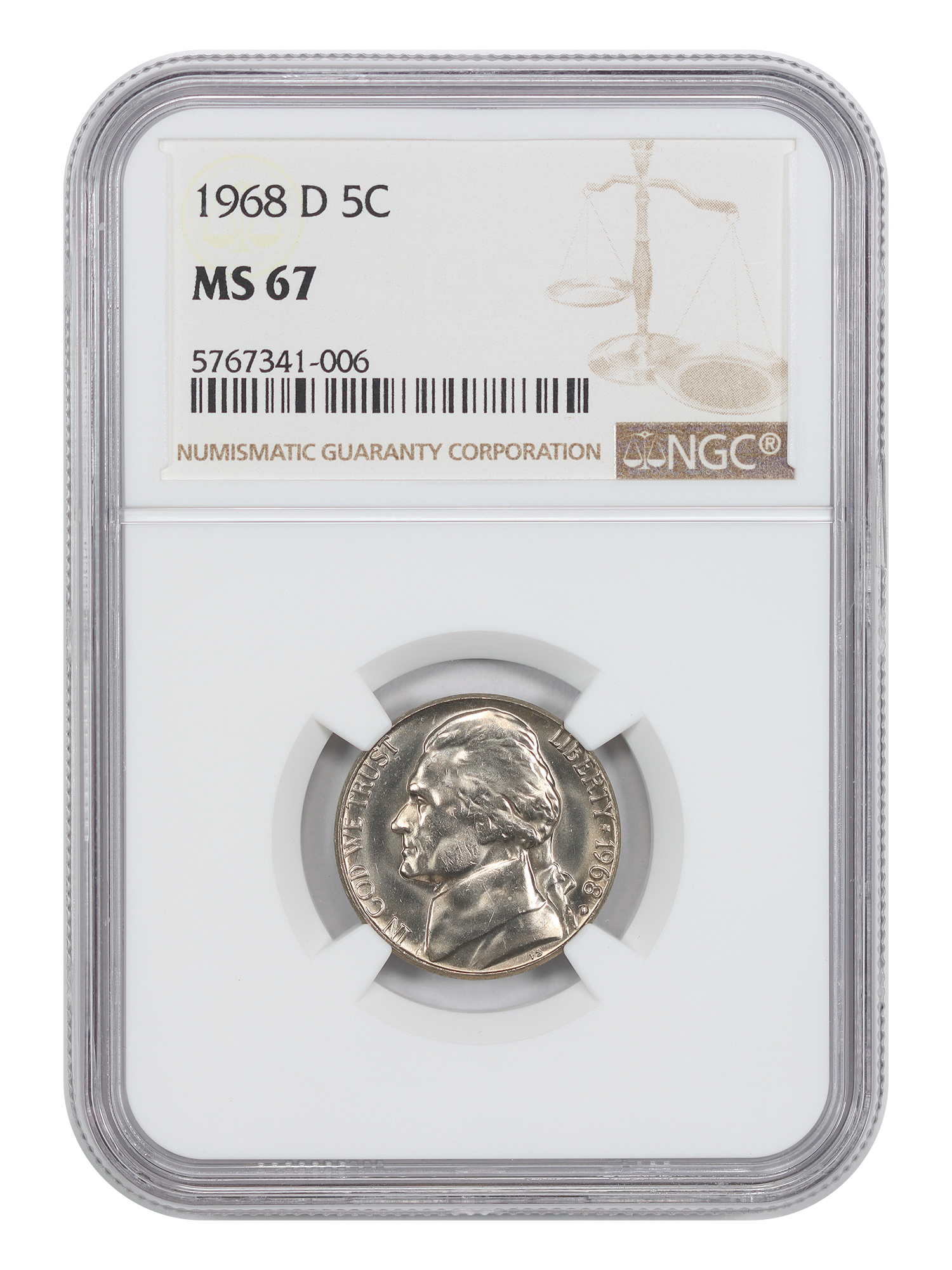 1968-D 5C NGC MS67