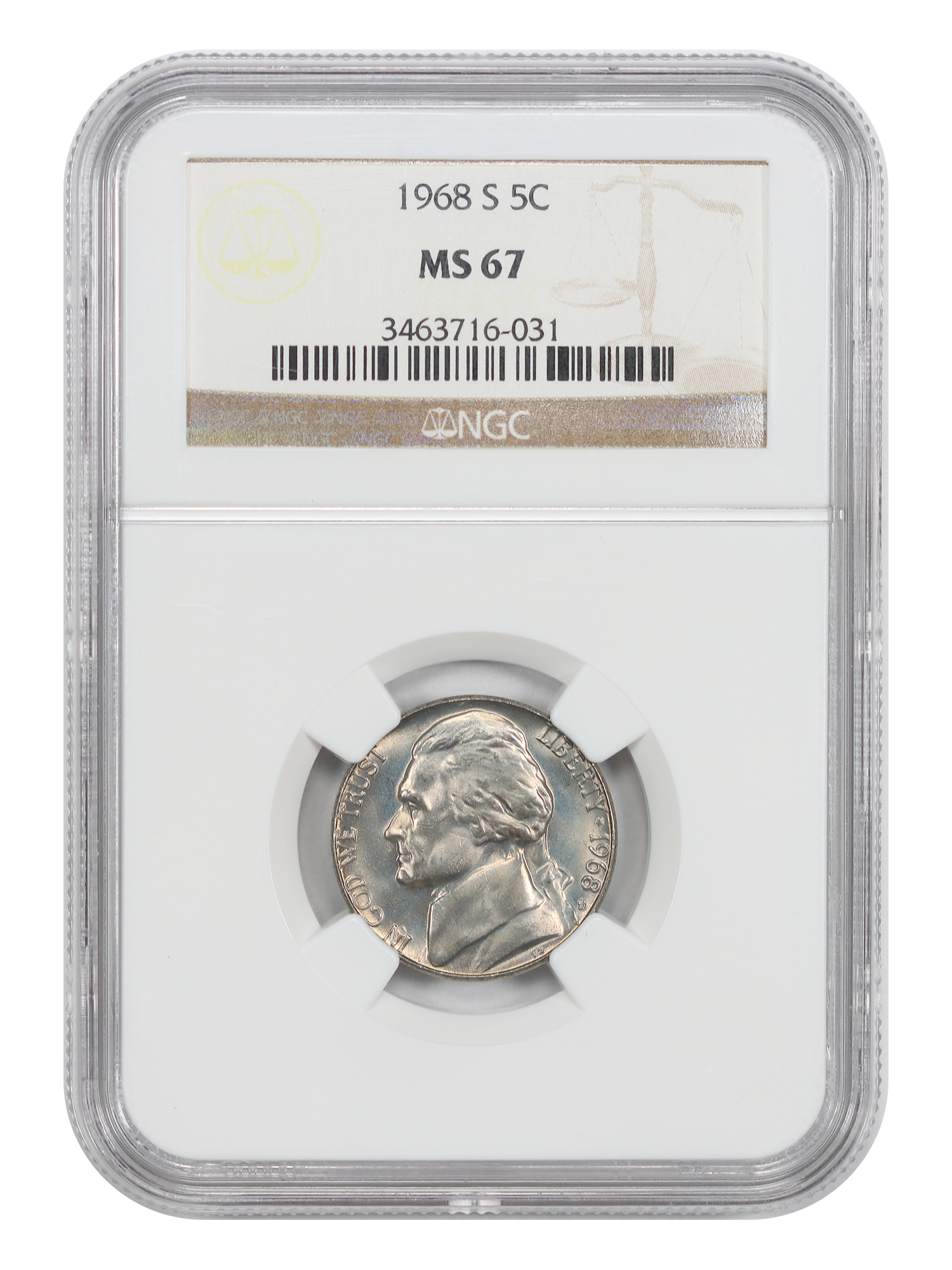 1968-S 5C NGC MS67