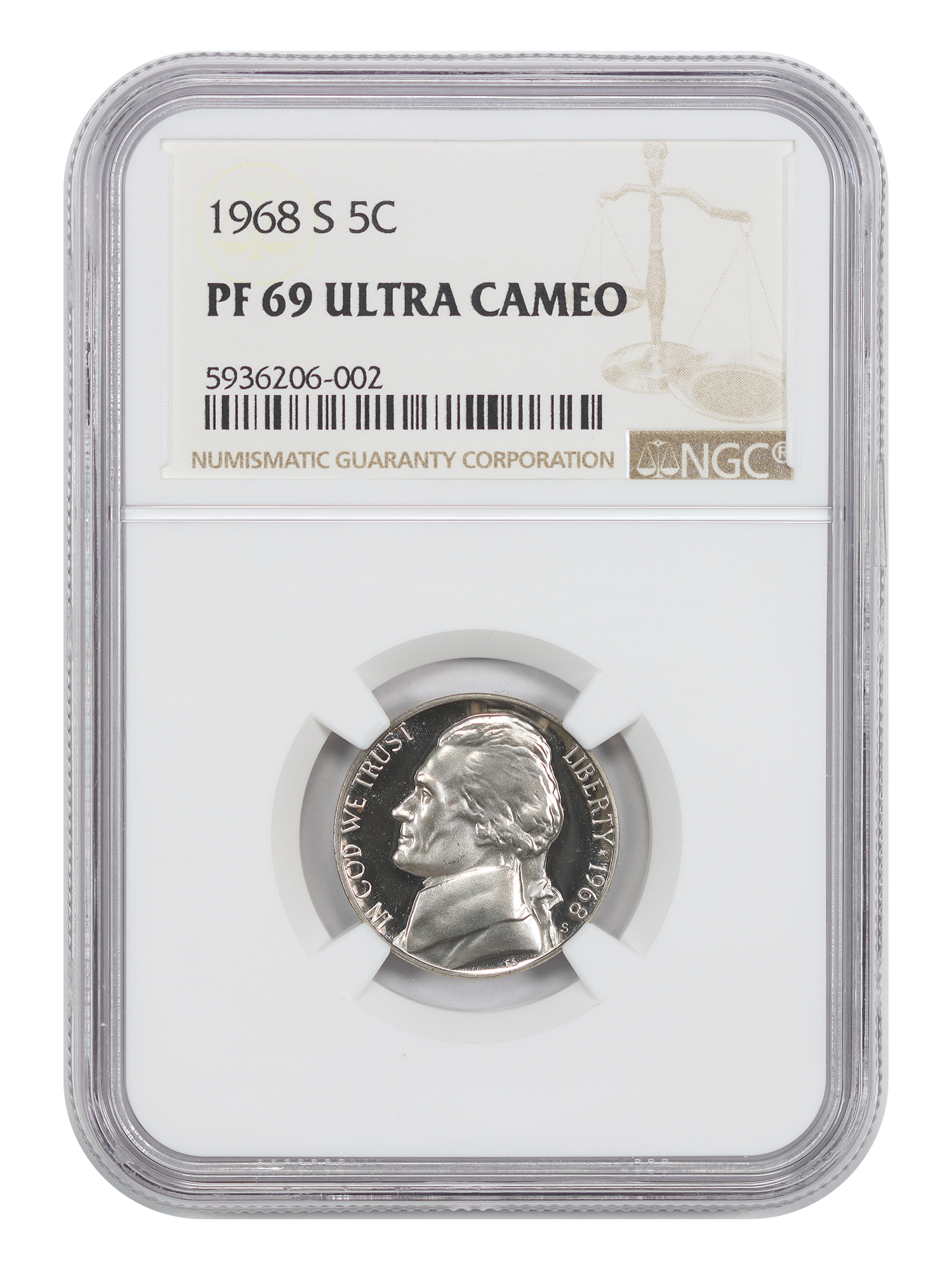 1968-S 5C NGC PR69DCAM