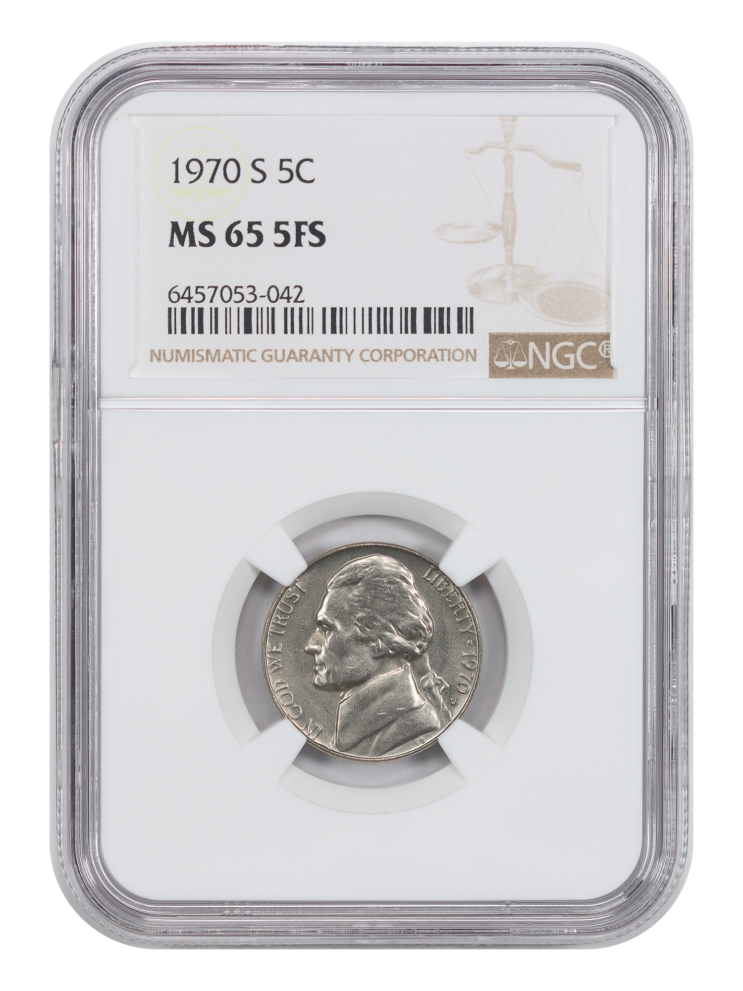 1970-S 5C NGC MS65 5FS