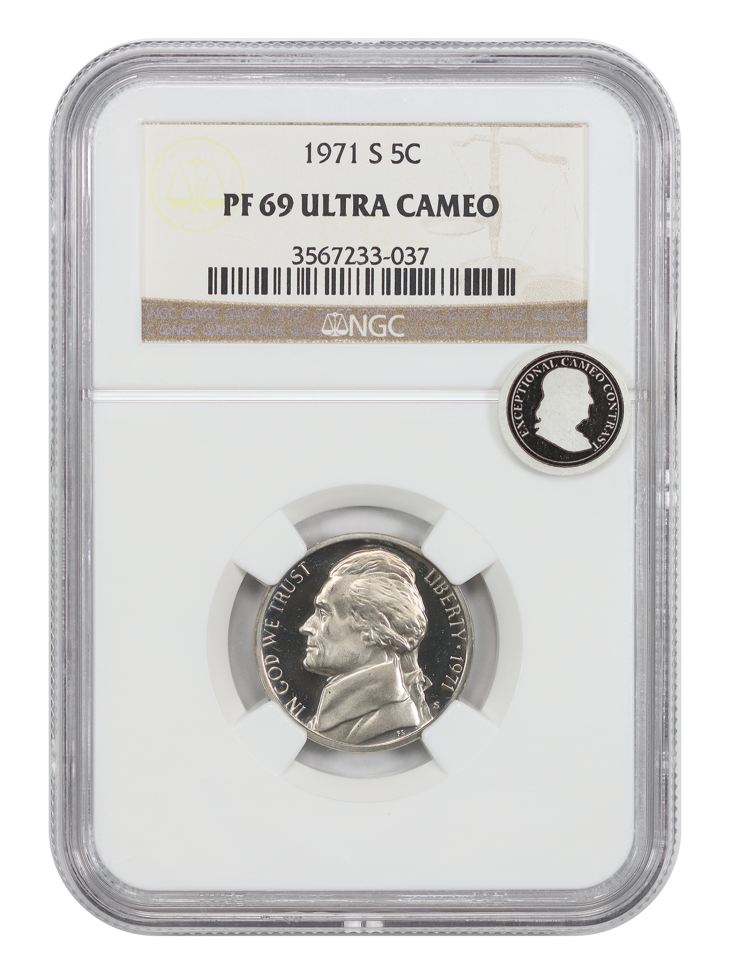 1971-S 5C NGC PR69DCAM