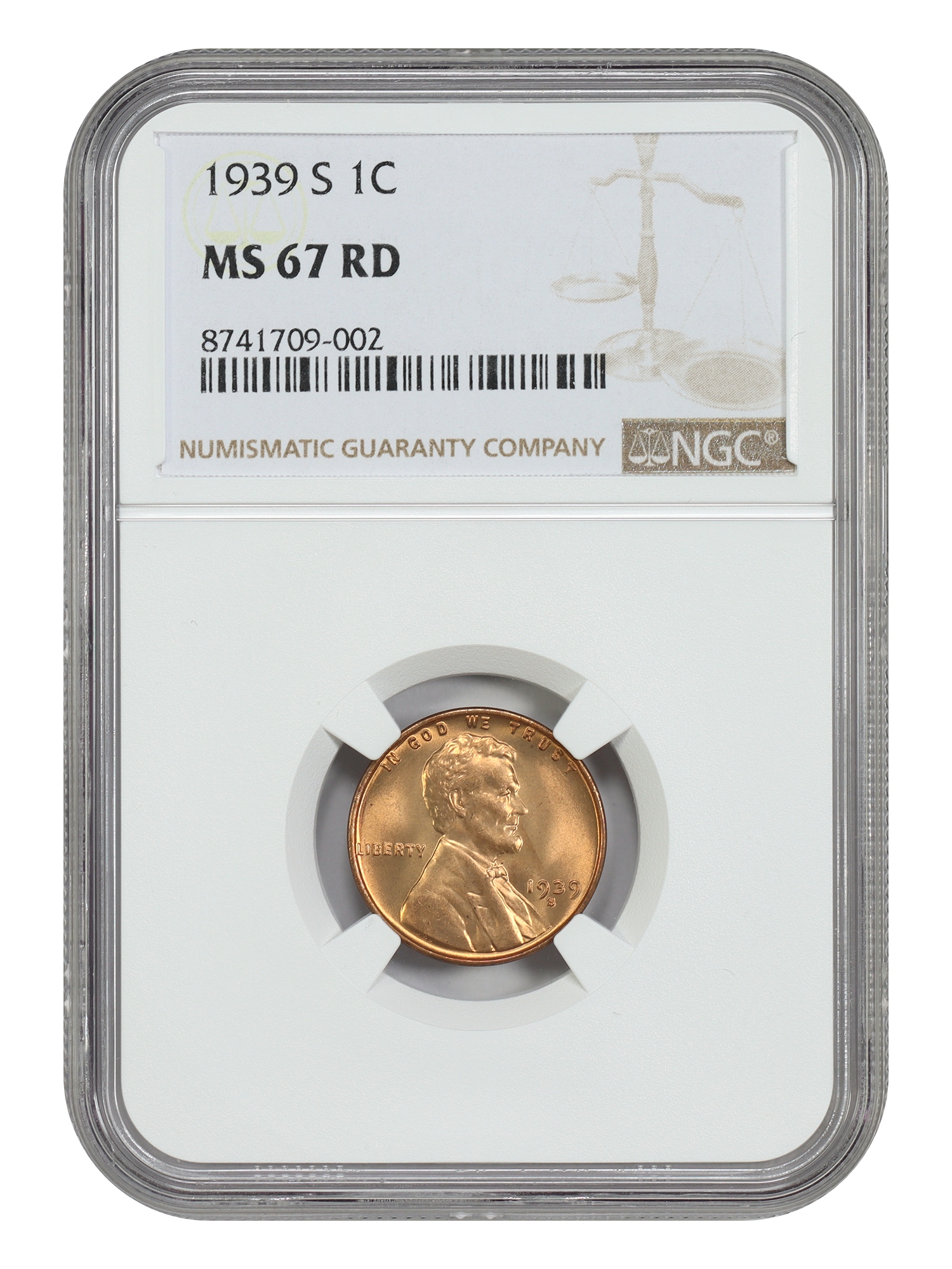 1939-S 1C NGC MS67RD