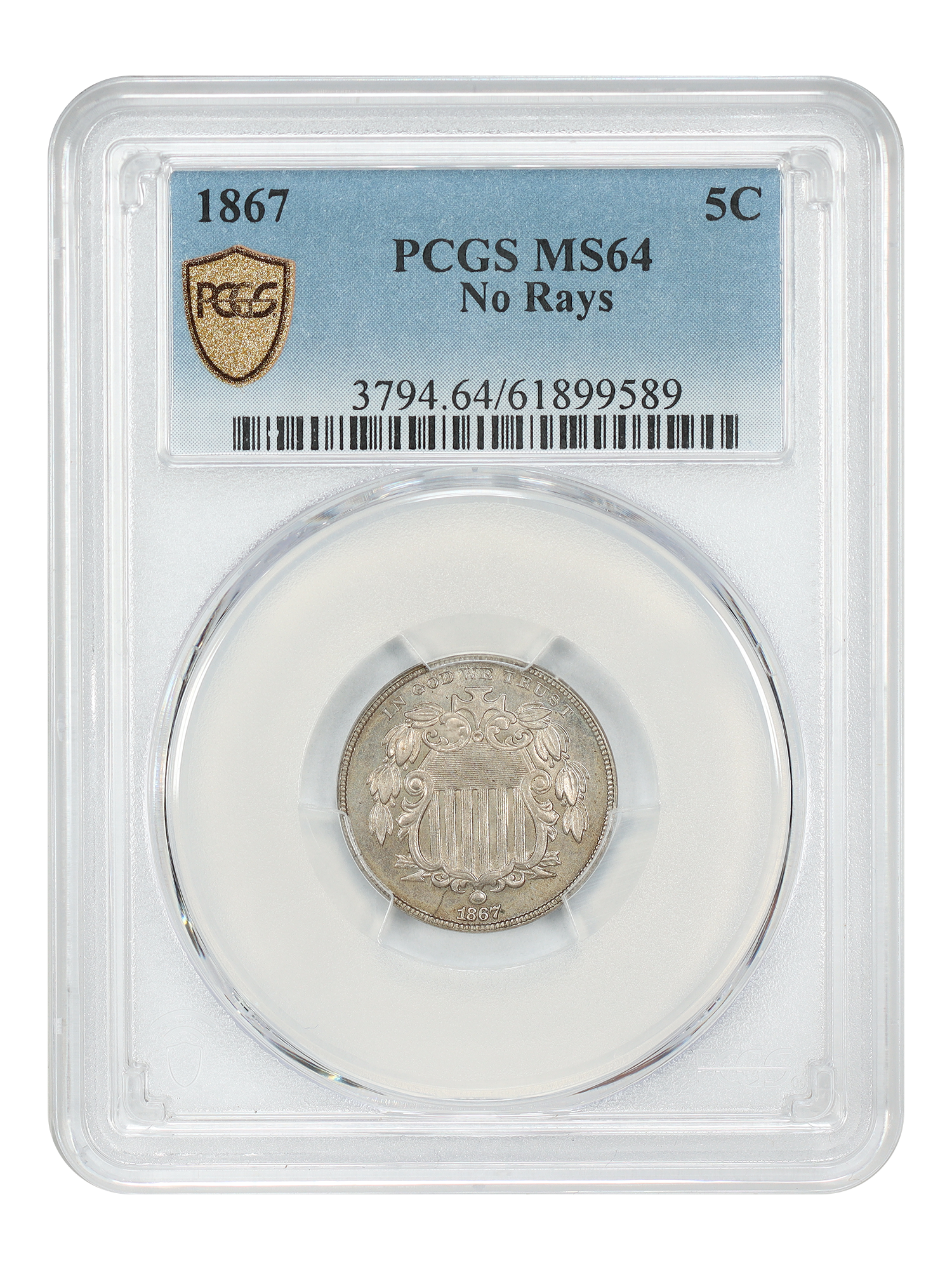 1867 5C PCGS MS64 (No Rays)