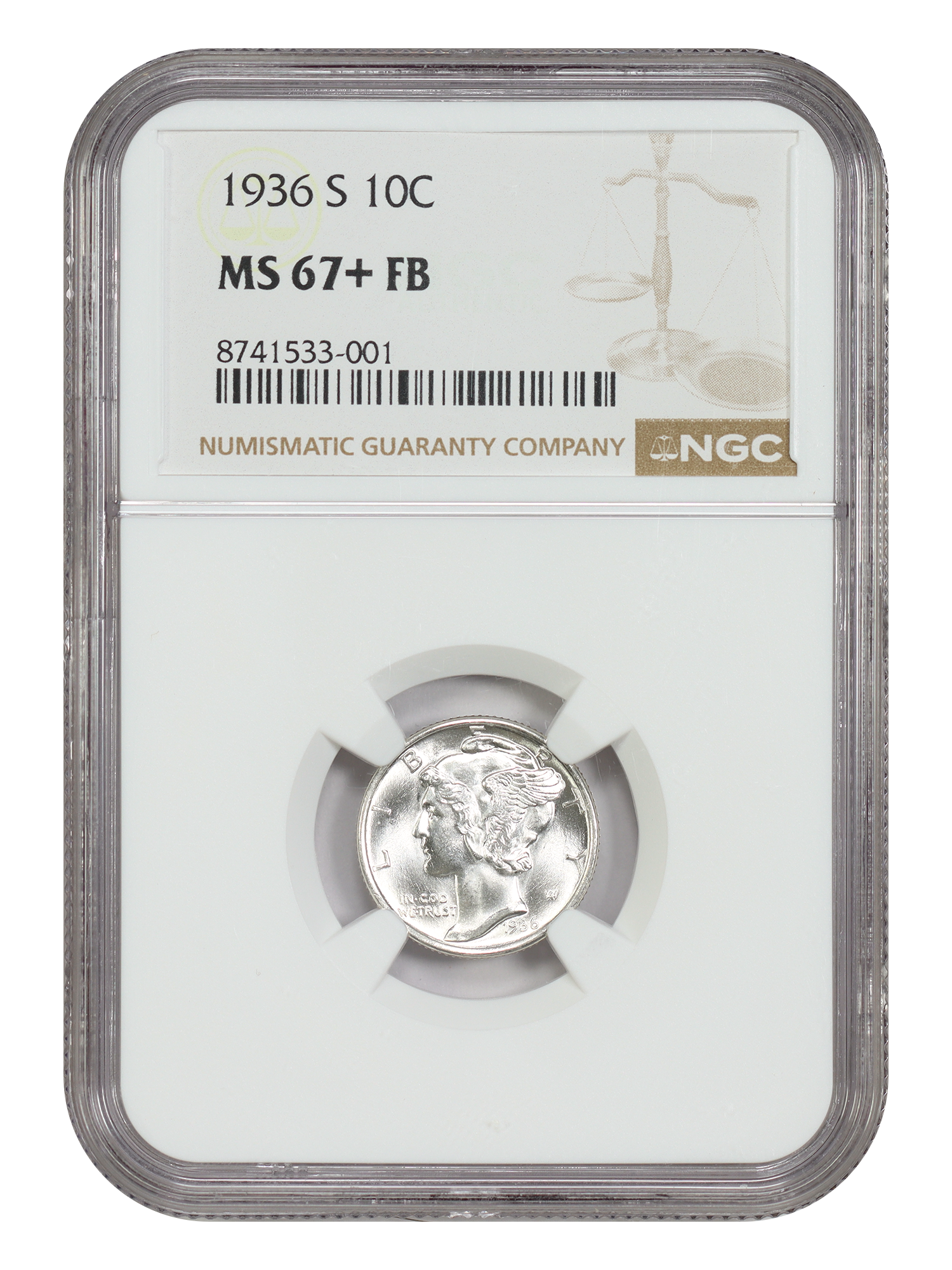 1936-S 10C NGC MS67+FB