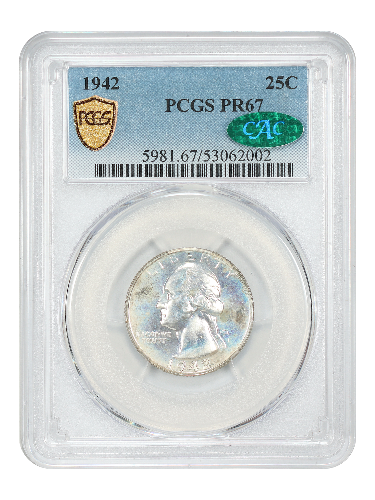 1942 25C PCGS/CAC PR67