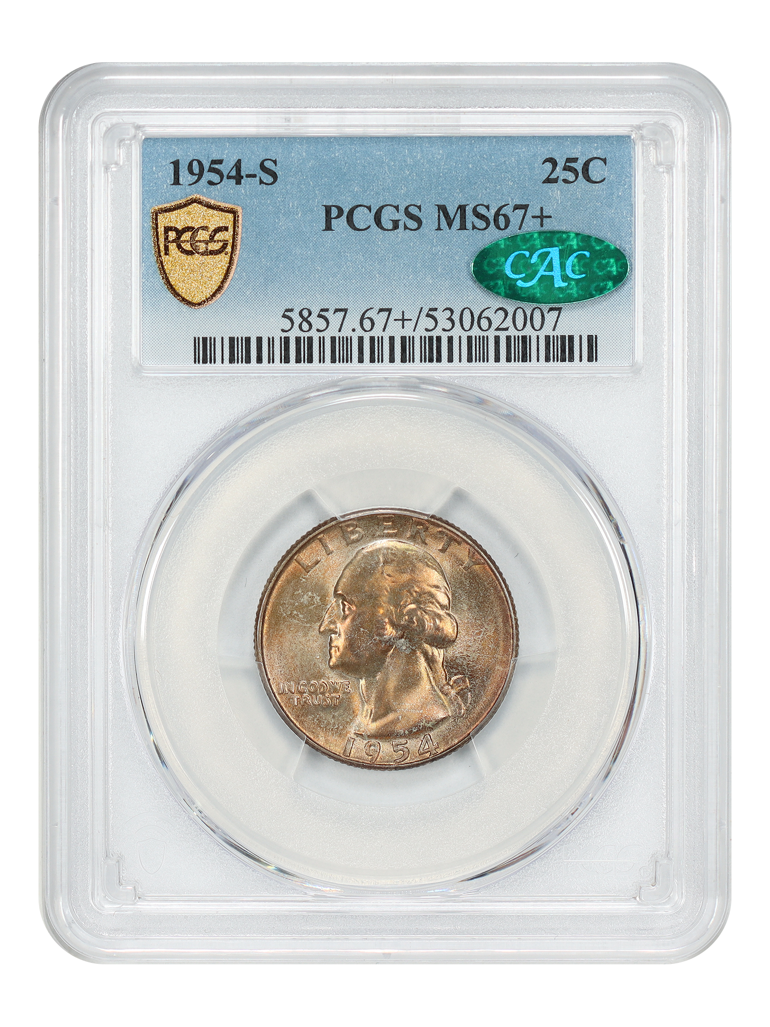 1954-S 25C PCGS/CAC MS67+