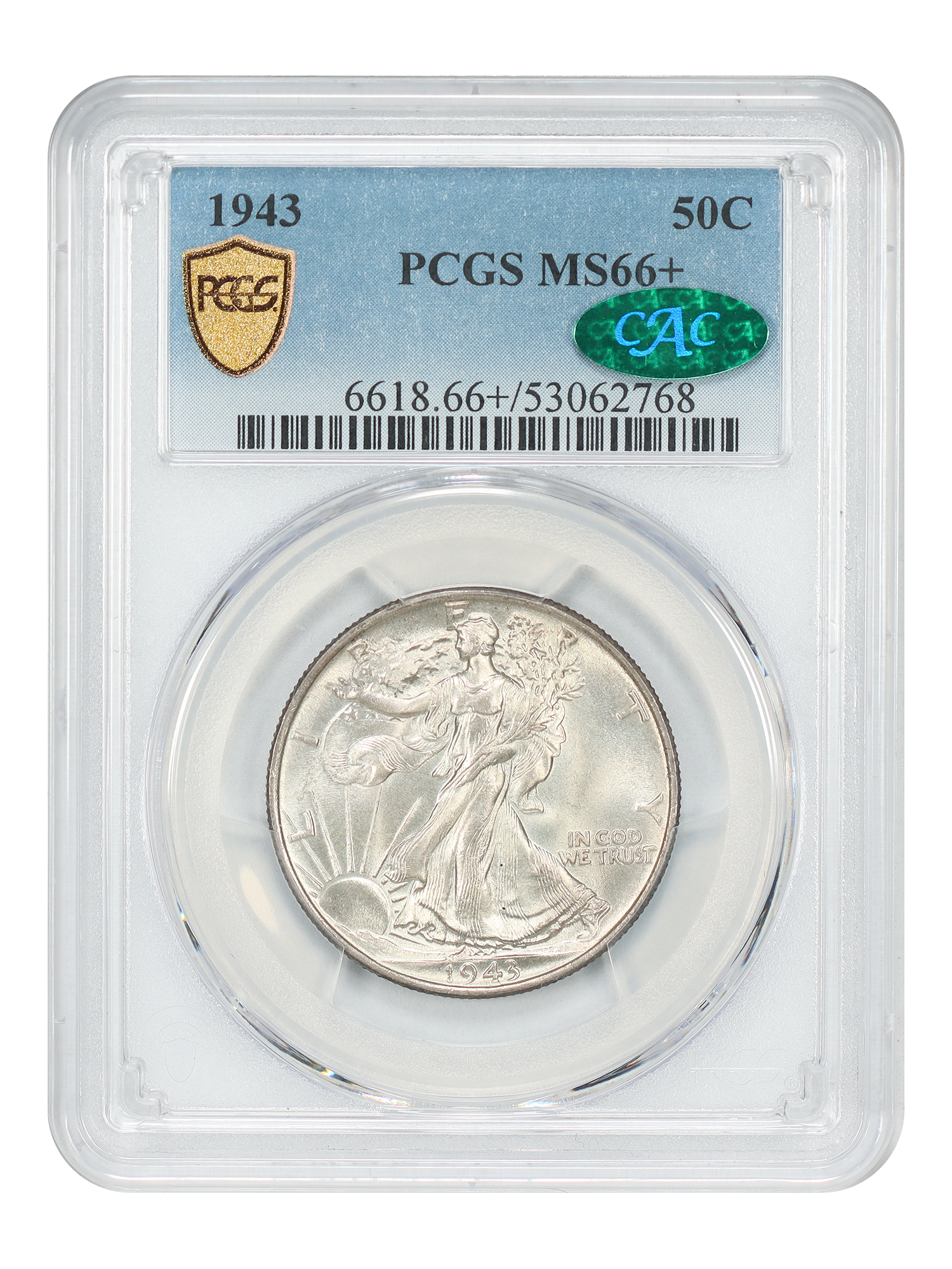 1943 50C PCGS/CAC MS66+