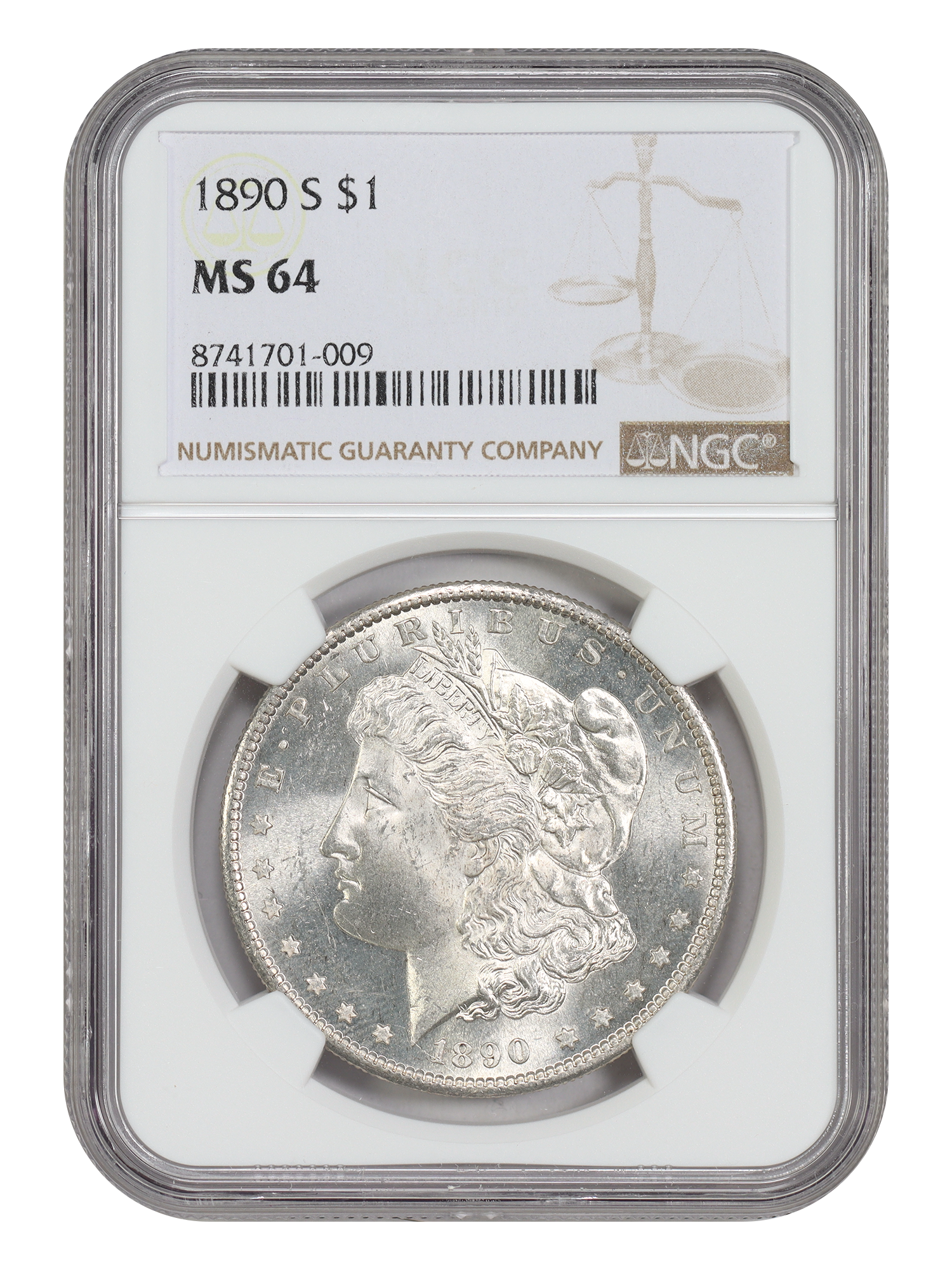 1890-S $1 NGC MS64