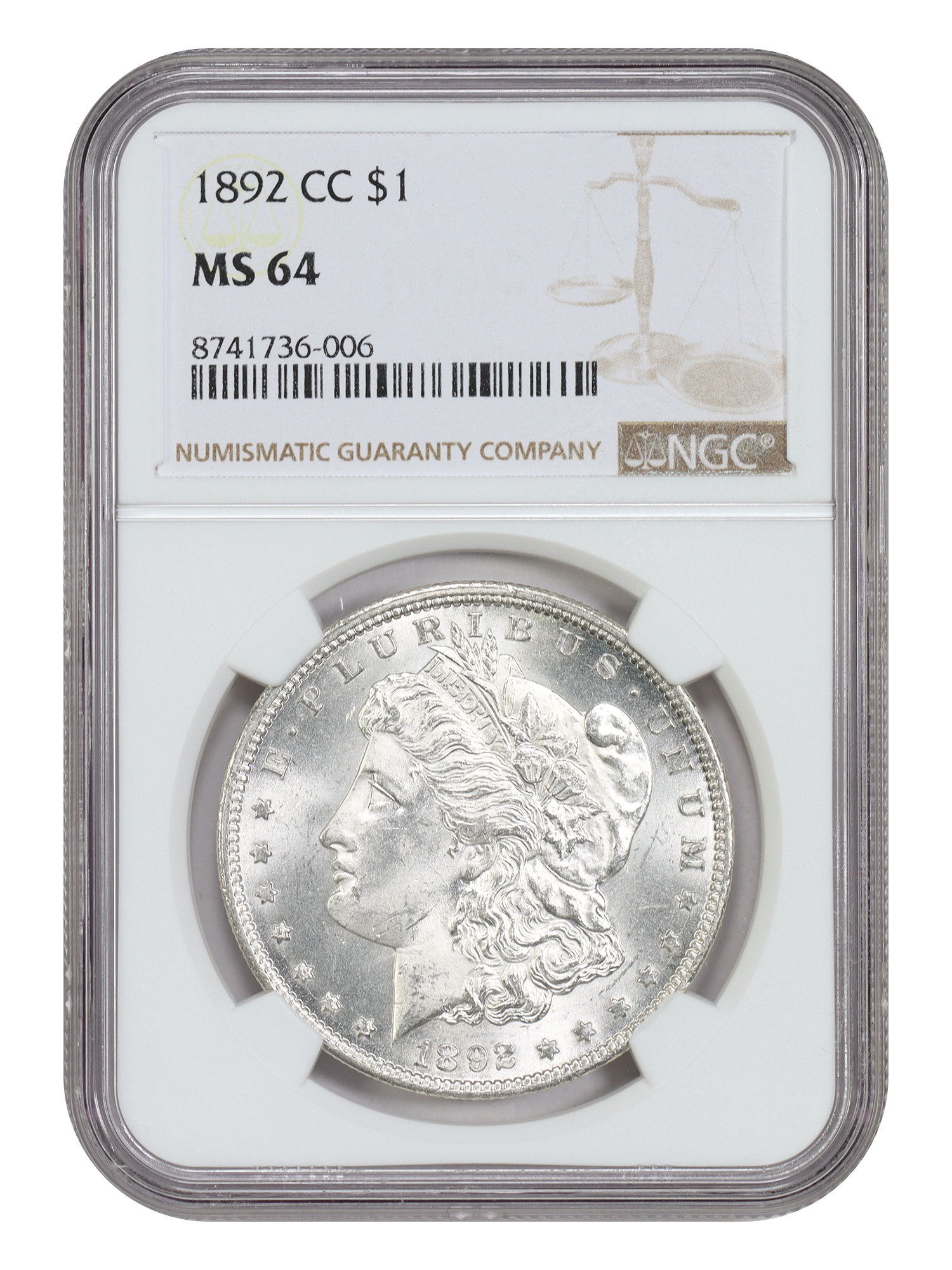1892-CC $1 NGC MS64