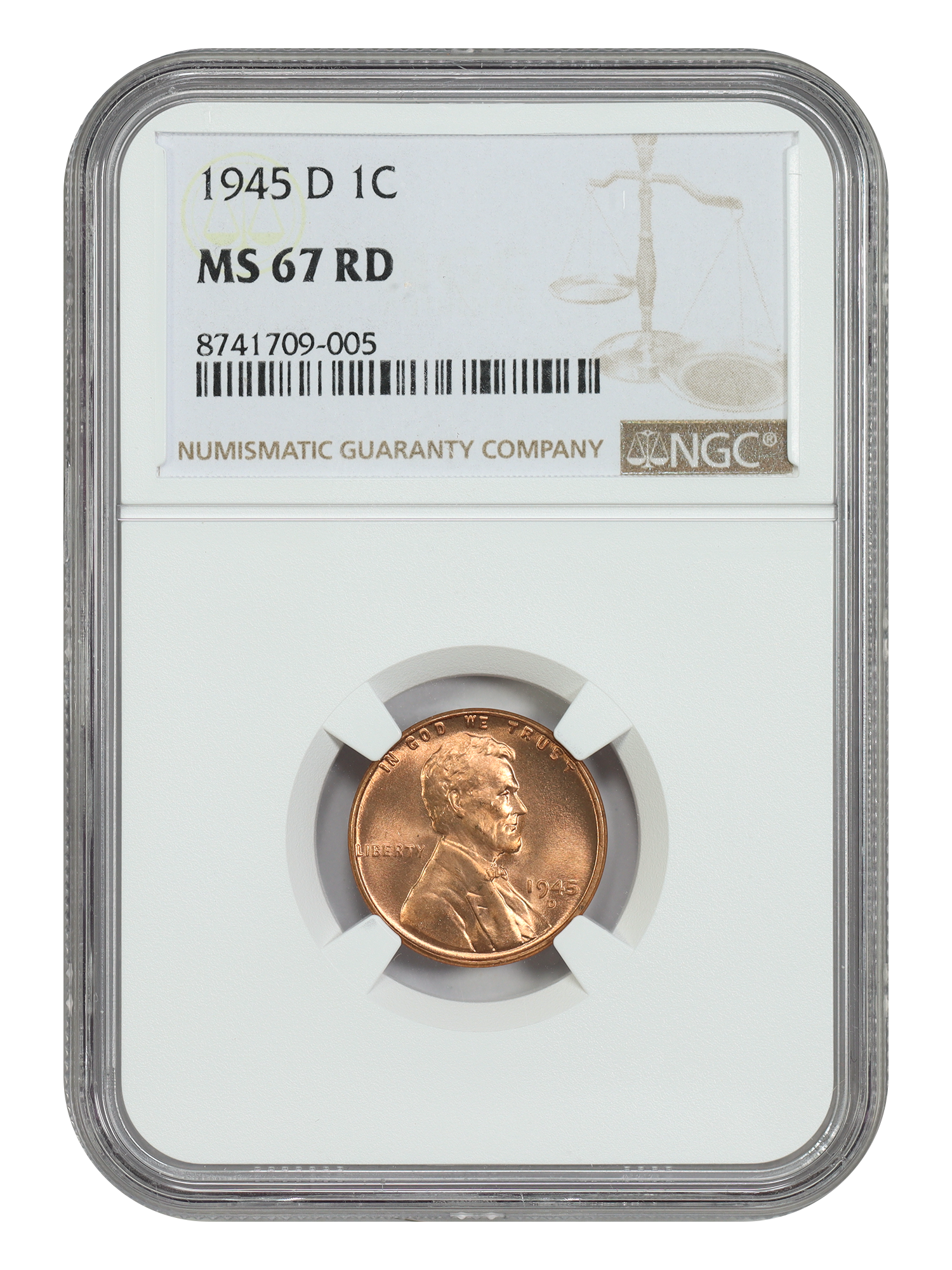 1945-D 1C NGC MS67RD
