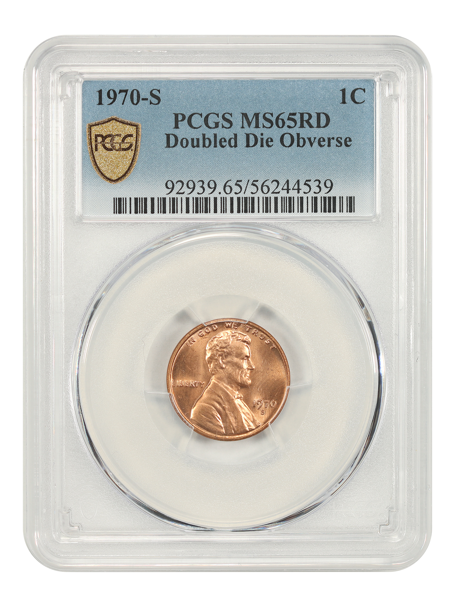 1970-S 1C PCGS MS65RD (Large Date, Doubled Die Obverse)