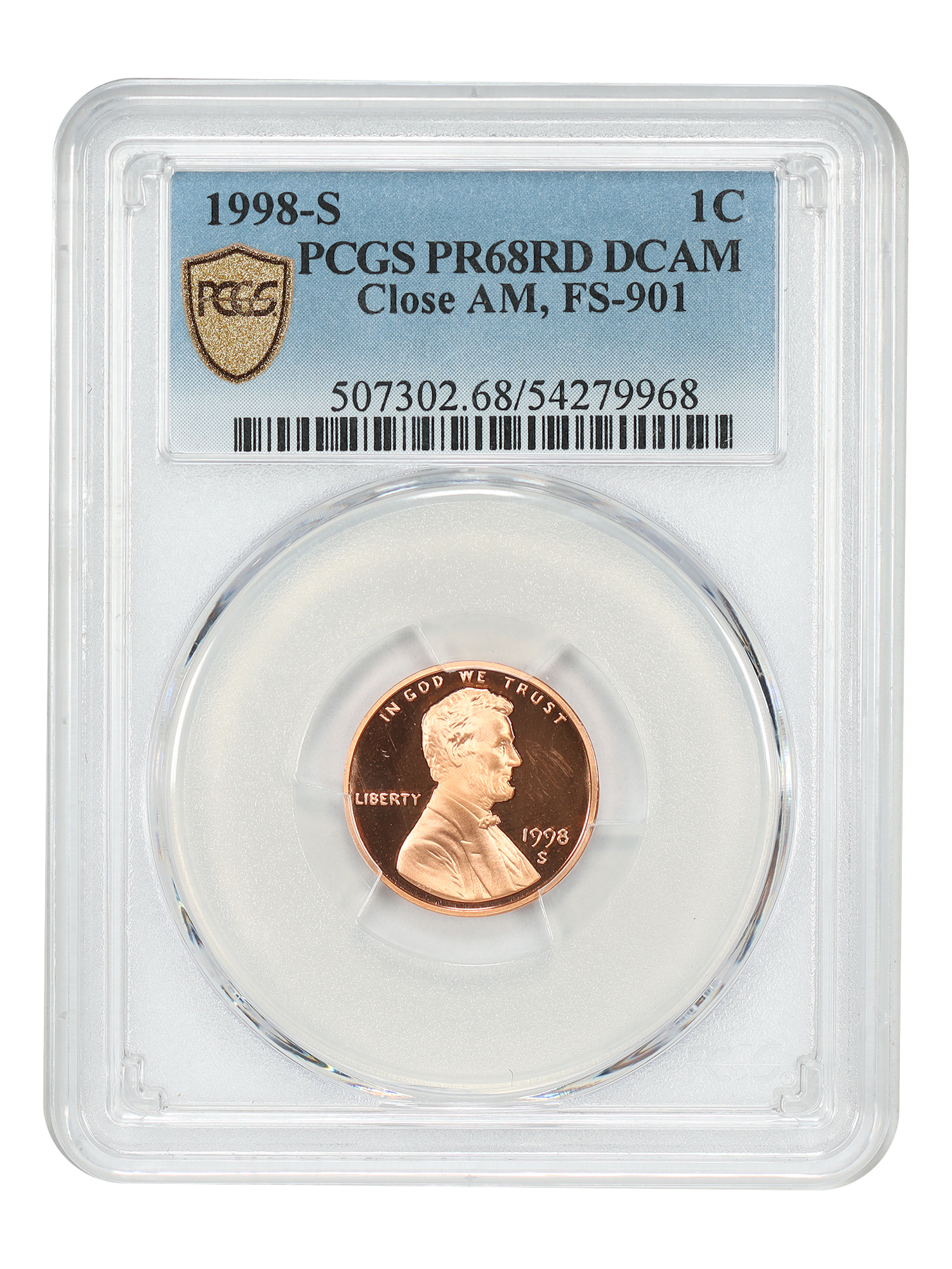 1998-S 1C PCGS PR68RD DCAM (Close AM, FS-901)