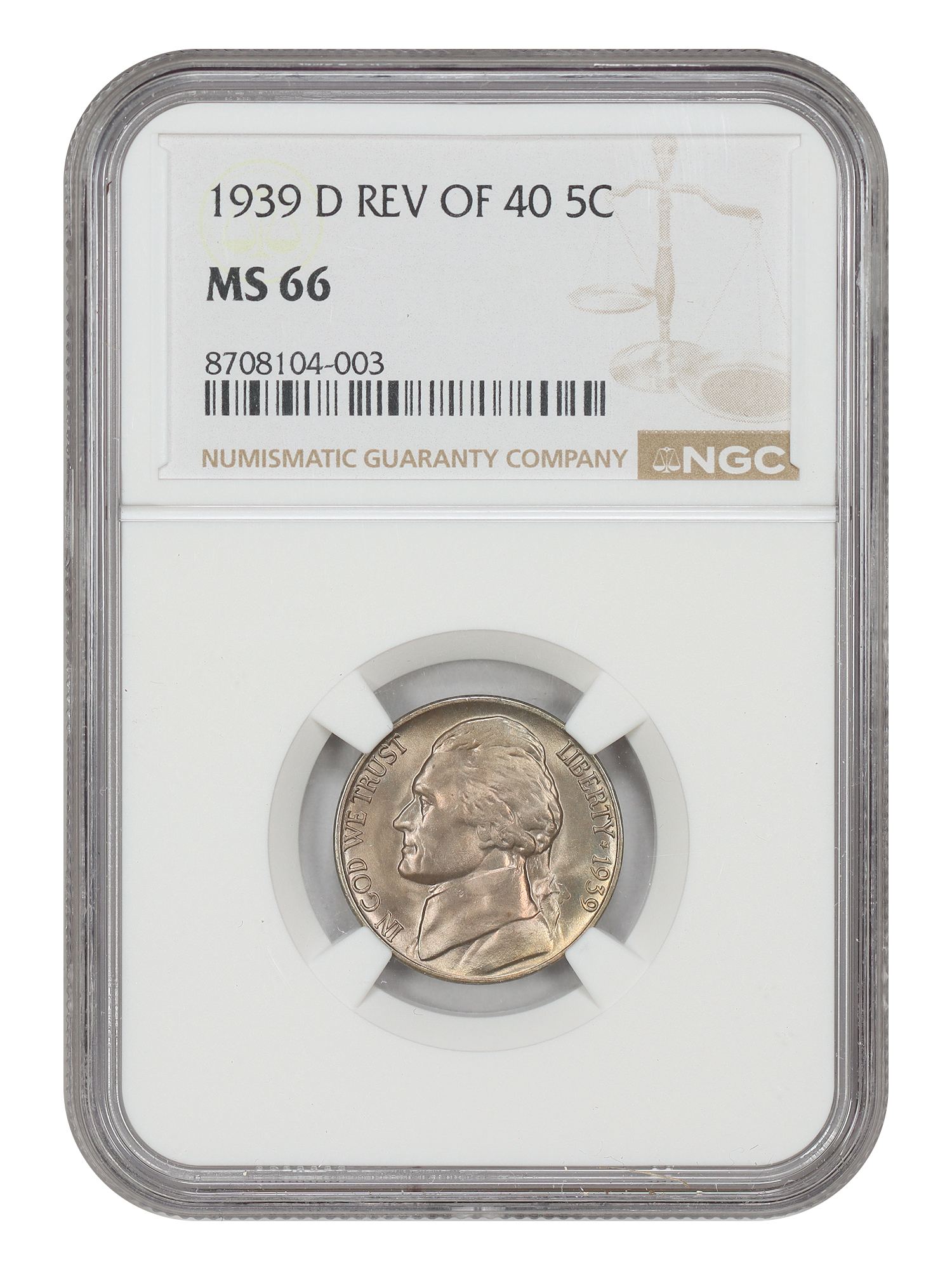 1939-D 5C NGC MS66 (Reverse of 1940)