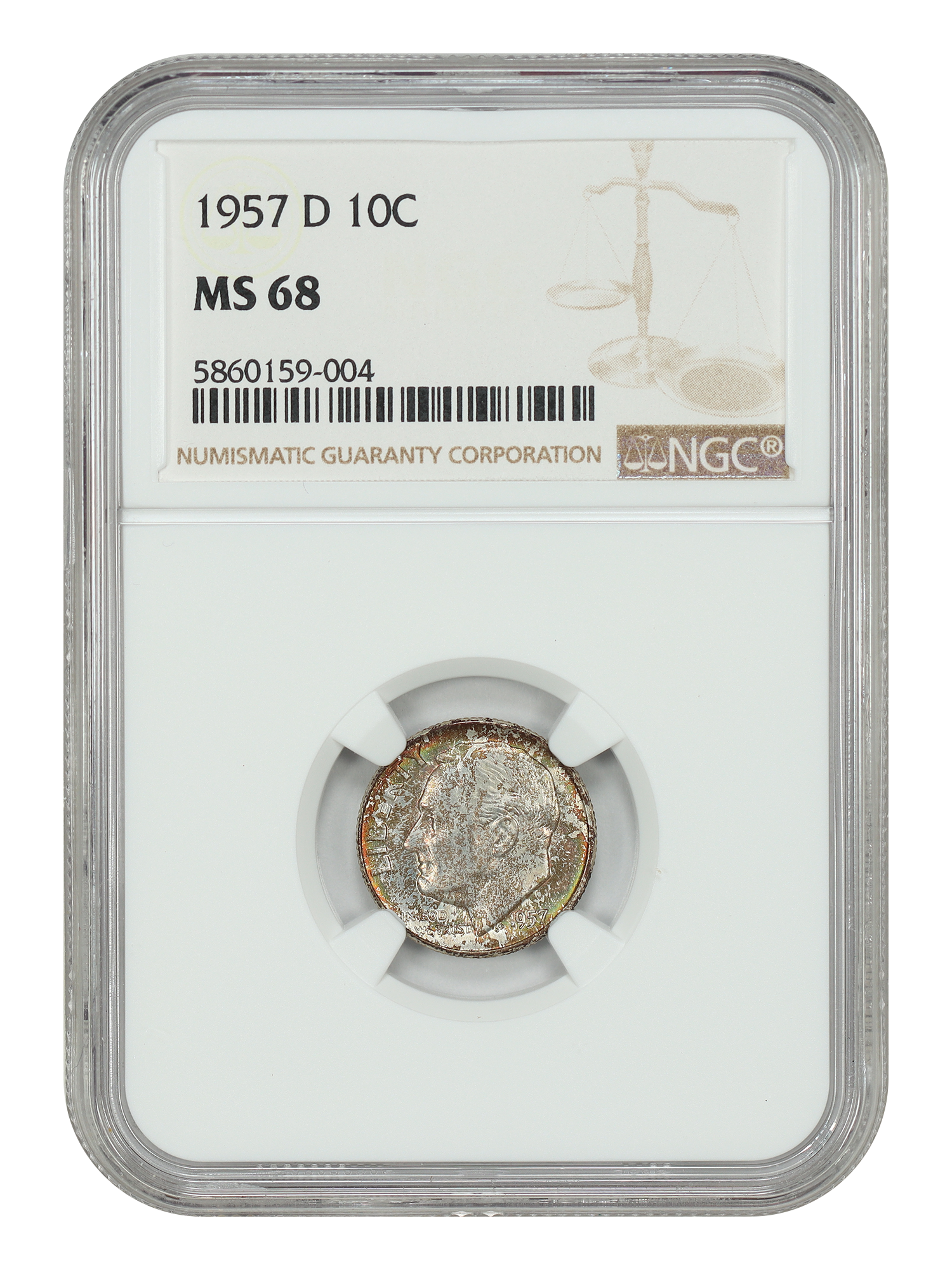 1957-D 10C NGC MS68