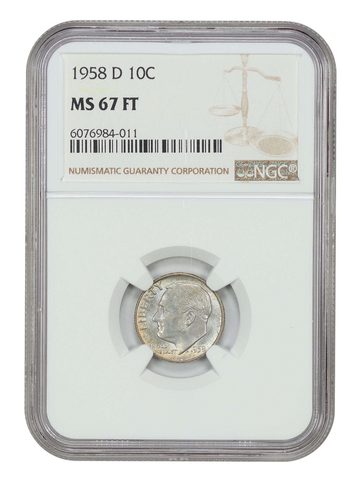 1958 10C NGC MS67FB