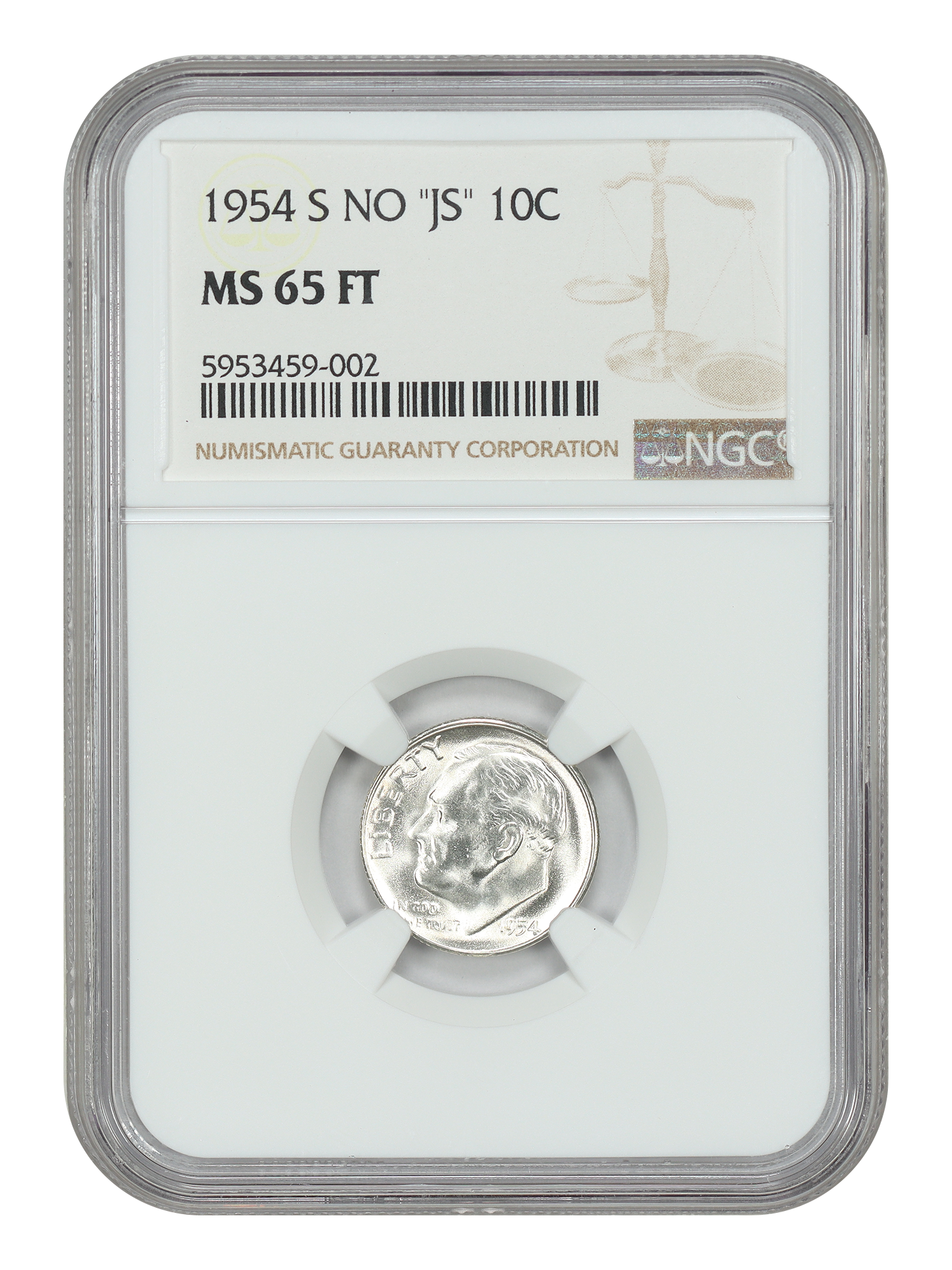 1954-S 10C NGC MS65FB (No JS, FS-901)
