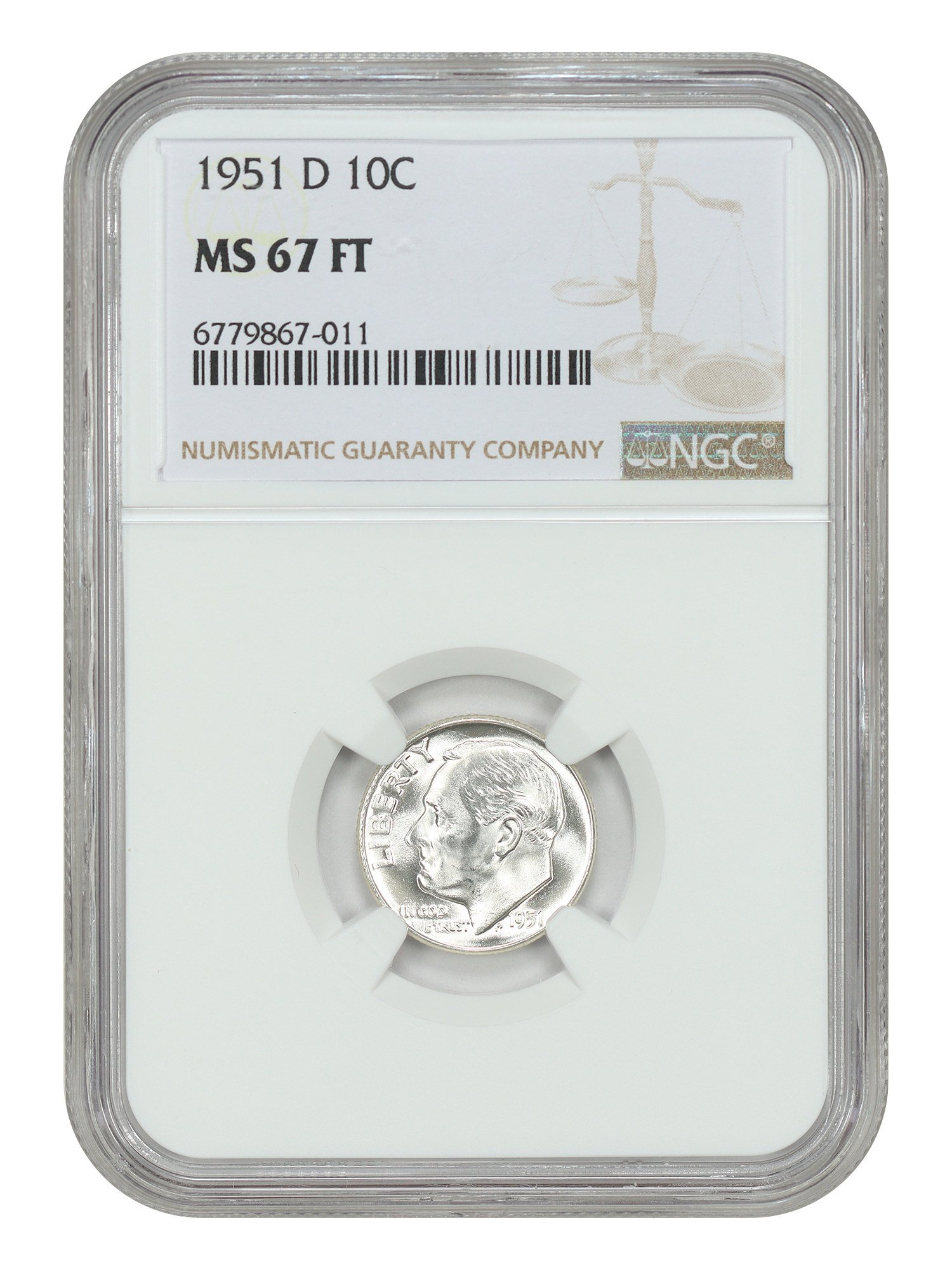 1951 10C NGC MS67FB