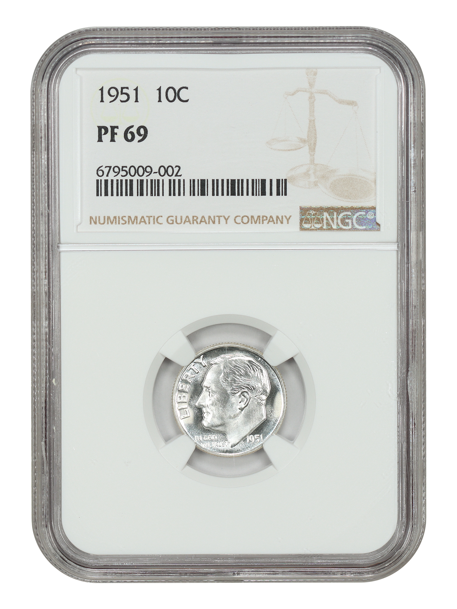 1951 10C NGC PR69