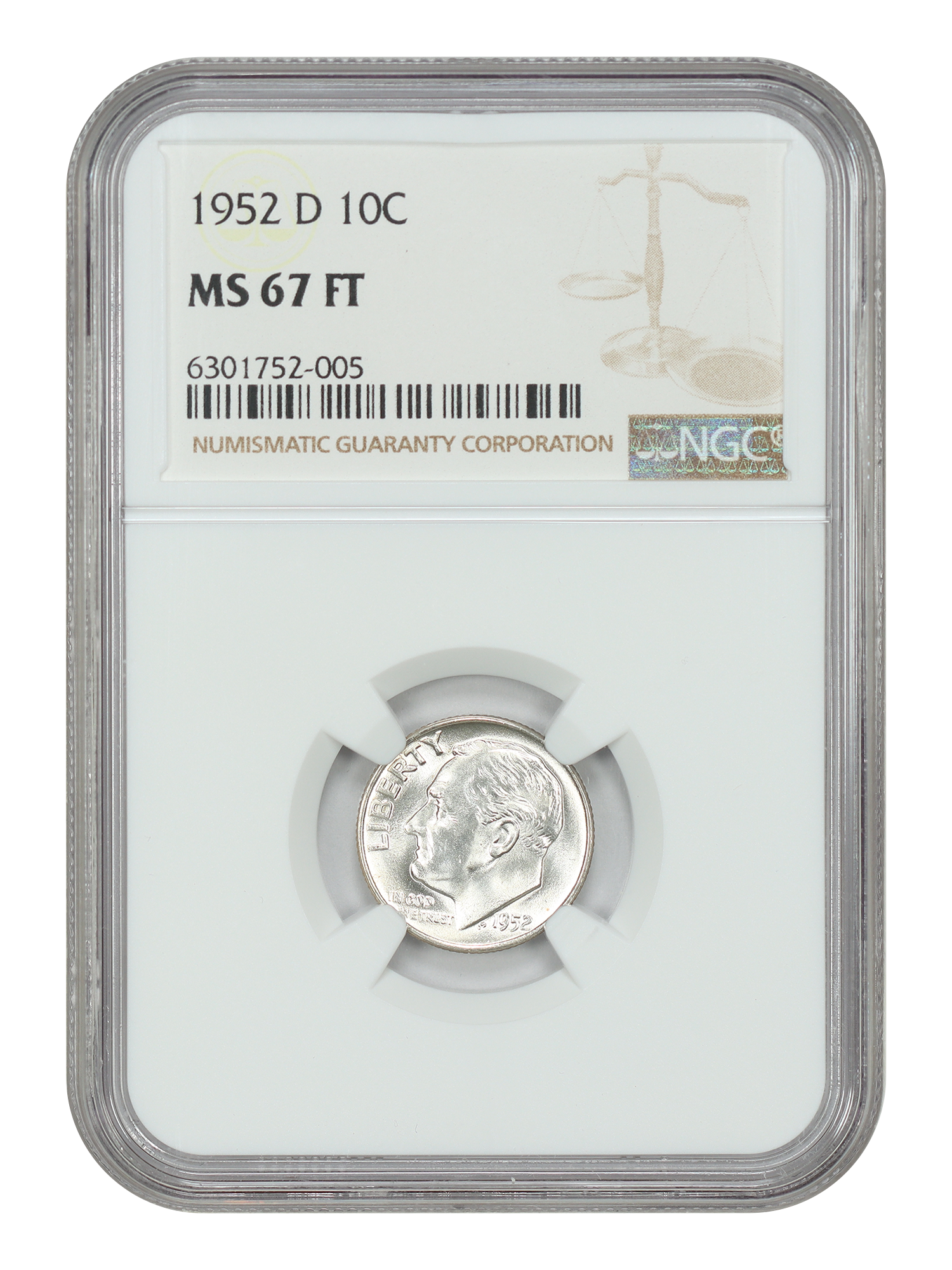 1952-D 10C NGC MS67FB