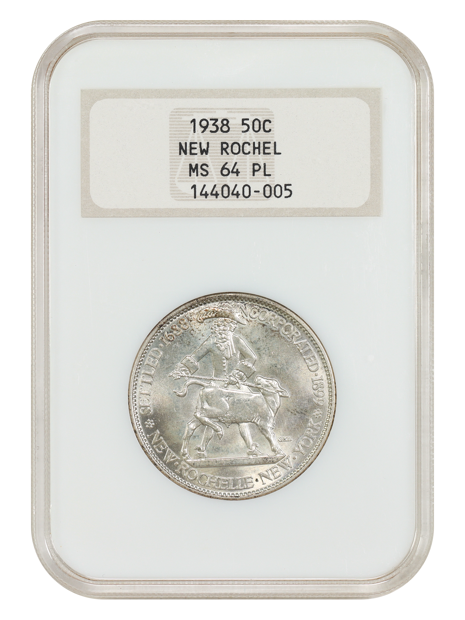 1938 50C New Rochelle NGC MS64PL (OH)