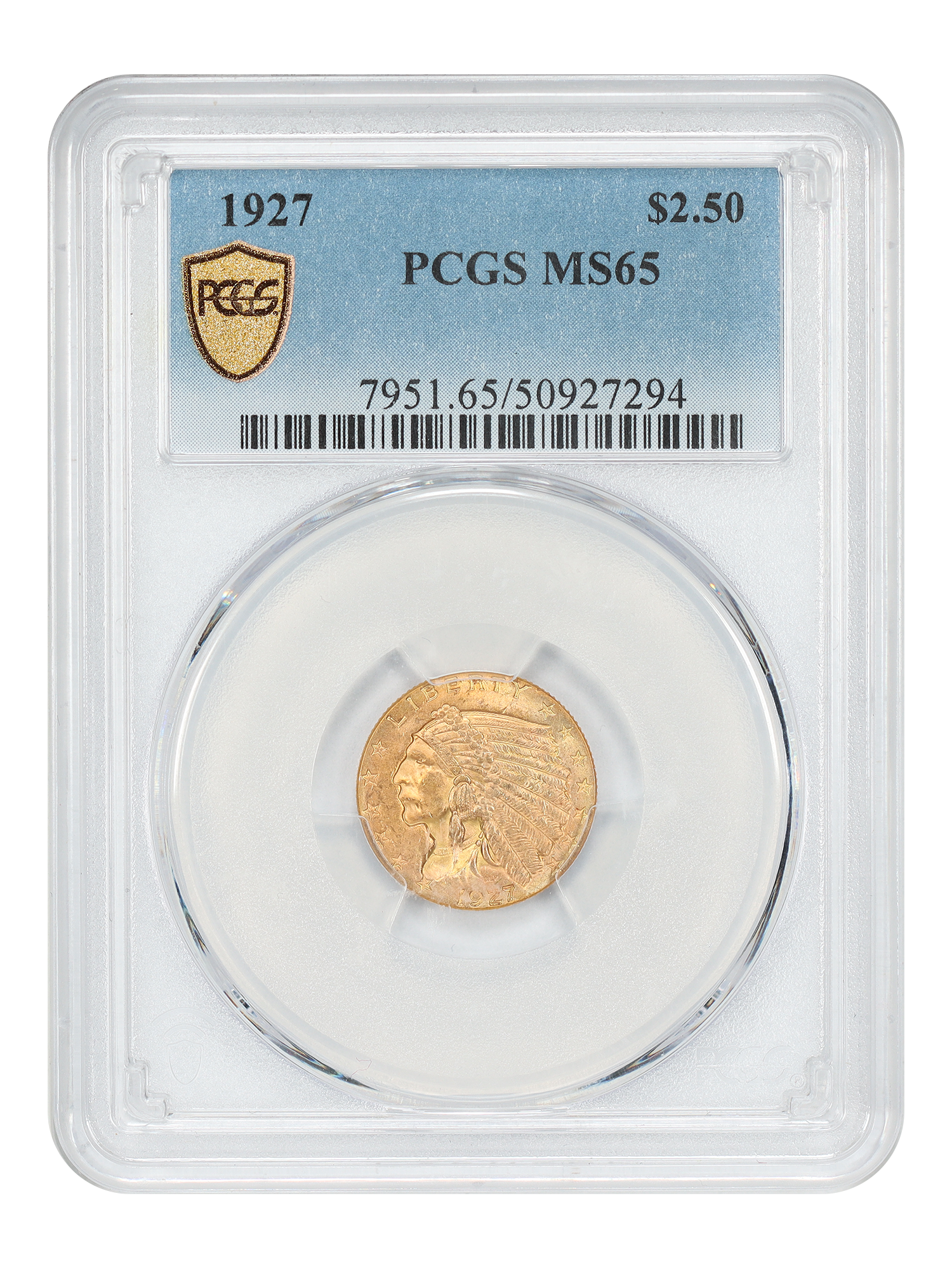 1927 $2.50 PCGS MS65