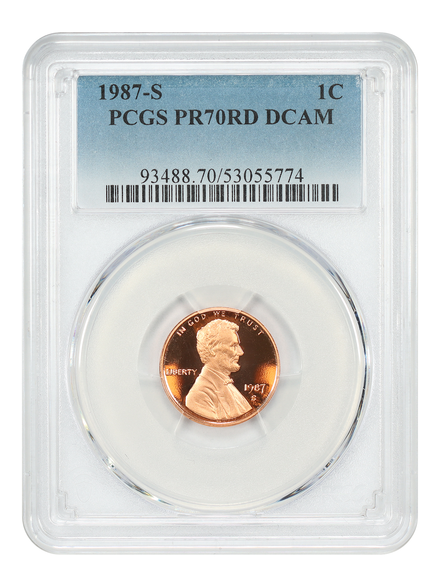 1987-S 1C PCGS PR70RD DCAM