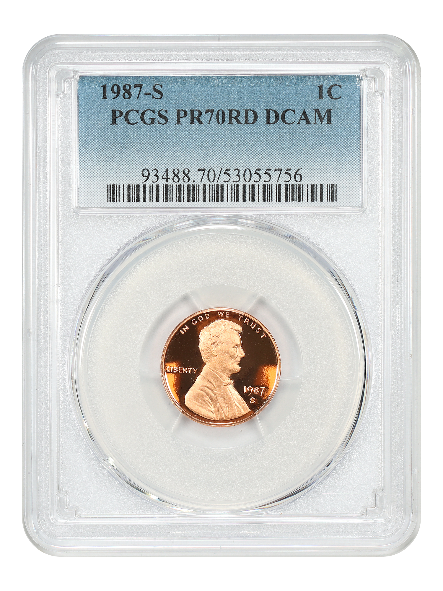 1987-S 1C PCGS PR70RD DCAM