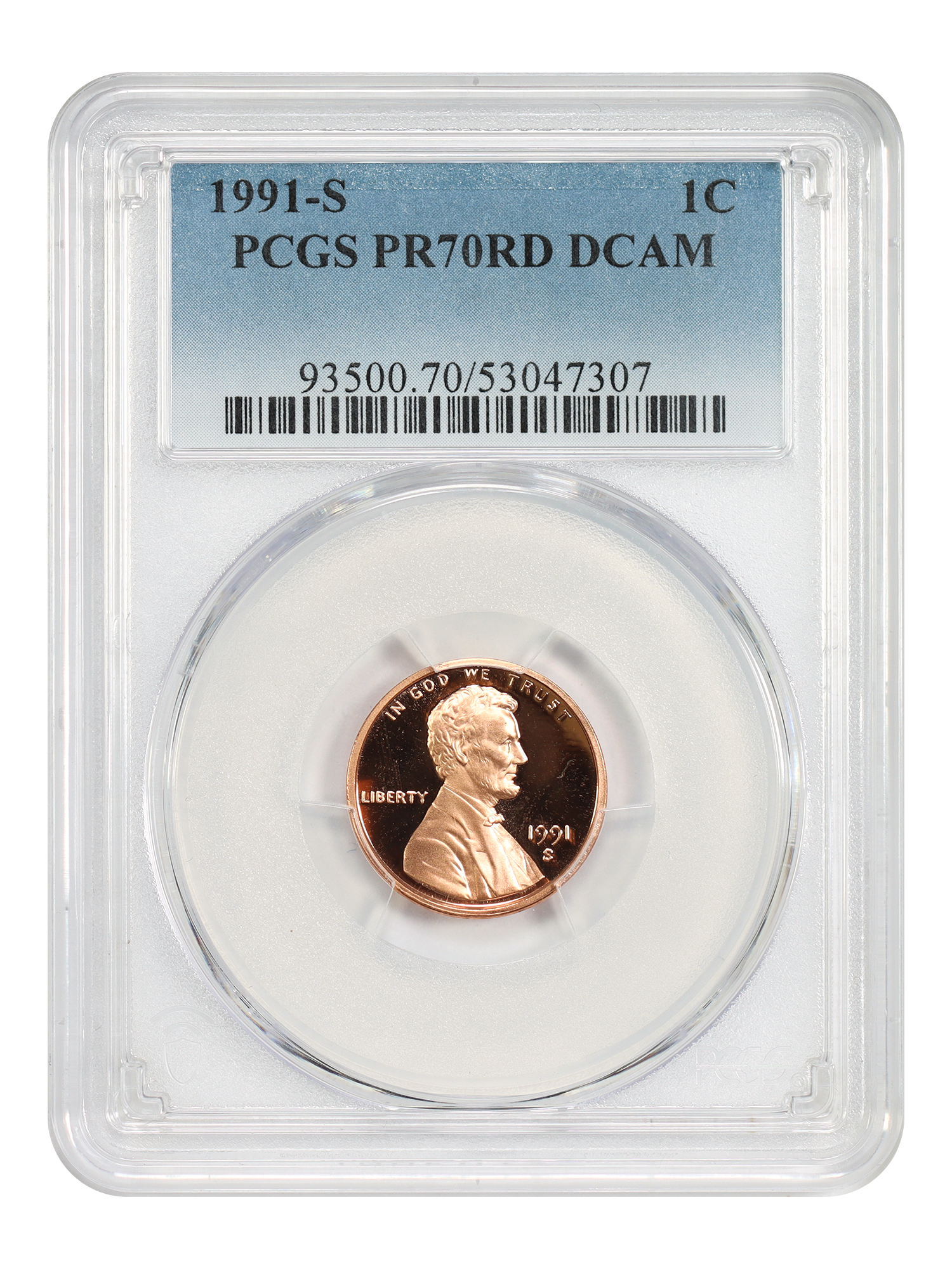1991-S 1C PCGS PR70RD DCAM