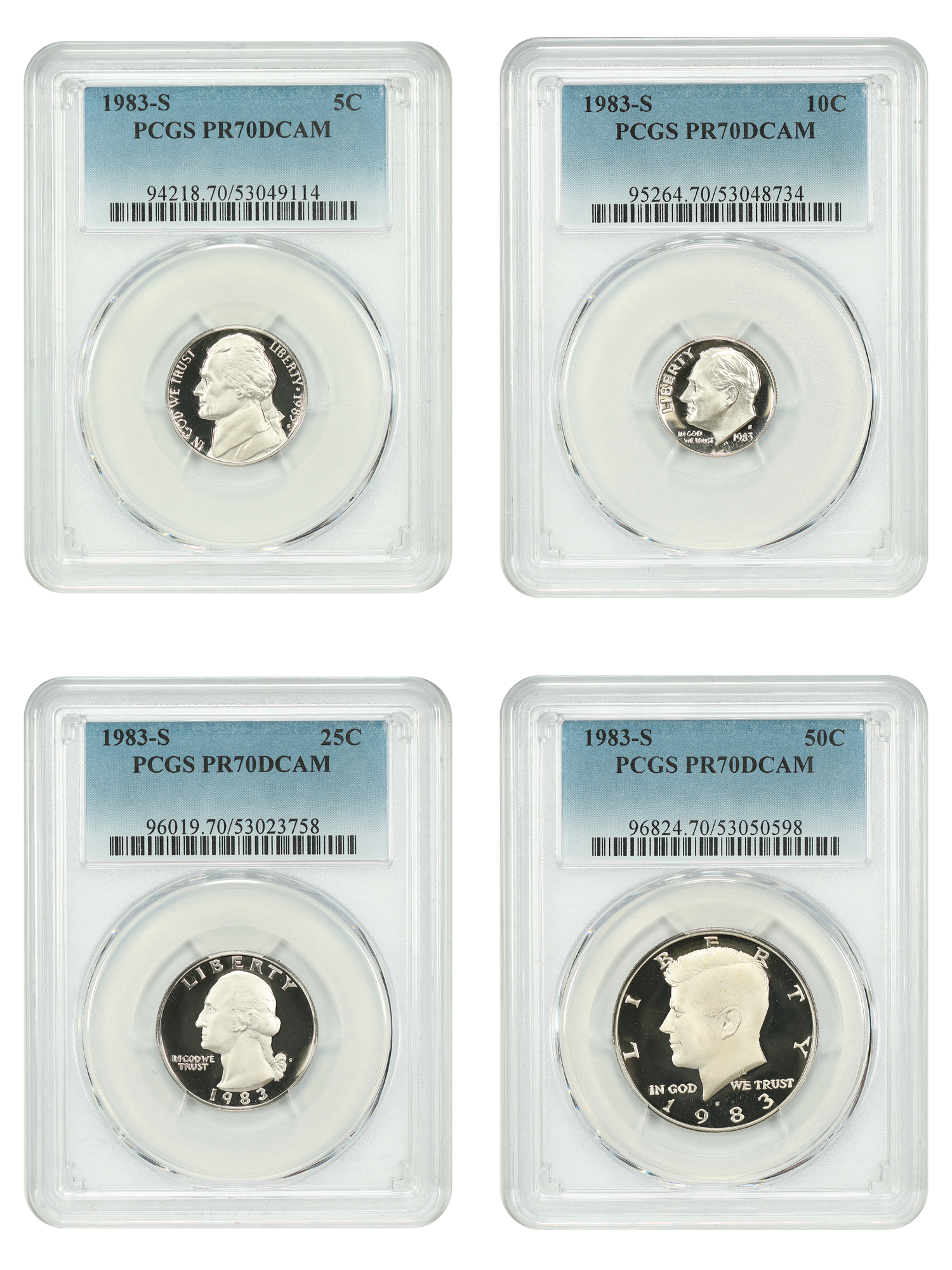 Lot of 1983-S 5C-50C PCGS PR70DCAM (4 Coins)