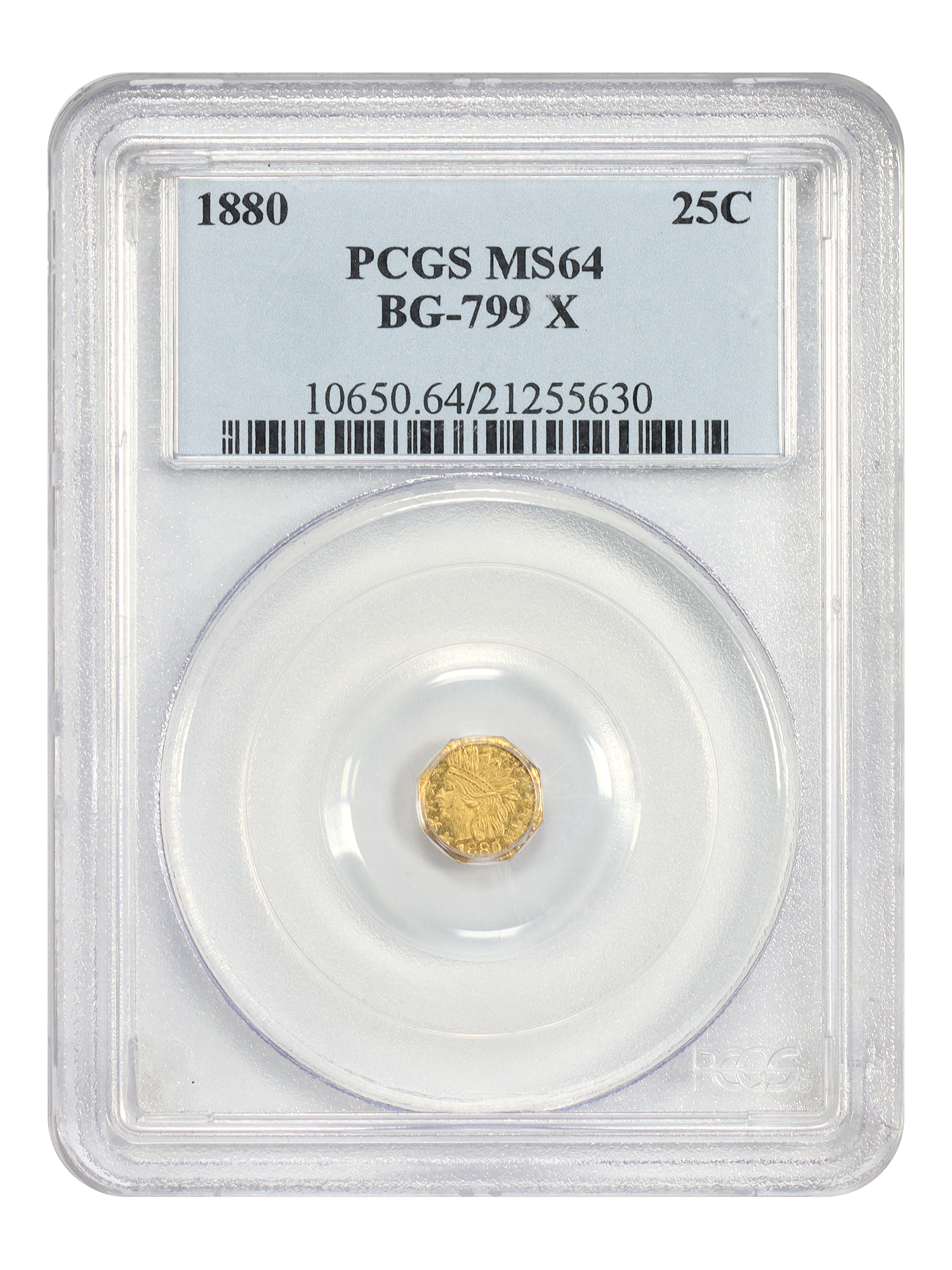 Cal. Fractional: 1880 25C PCGS MS64 (BG-799X)