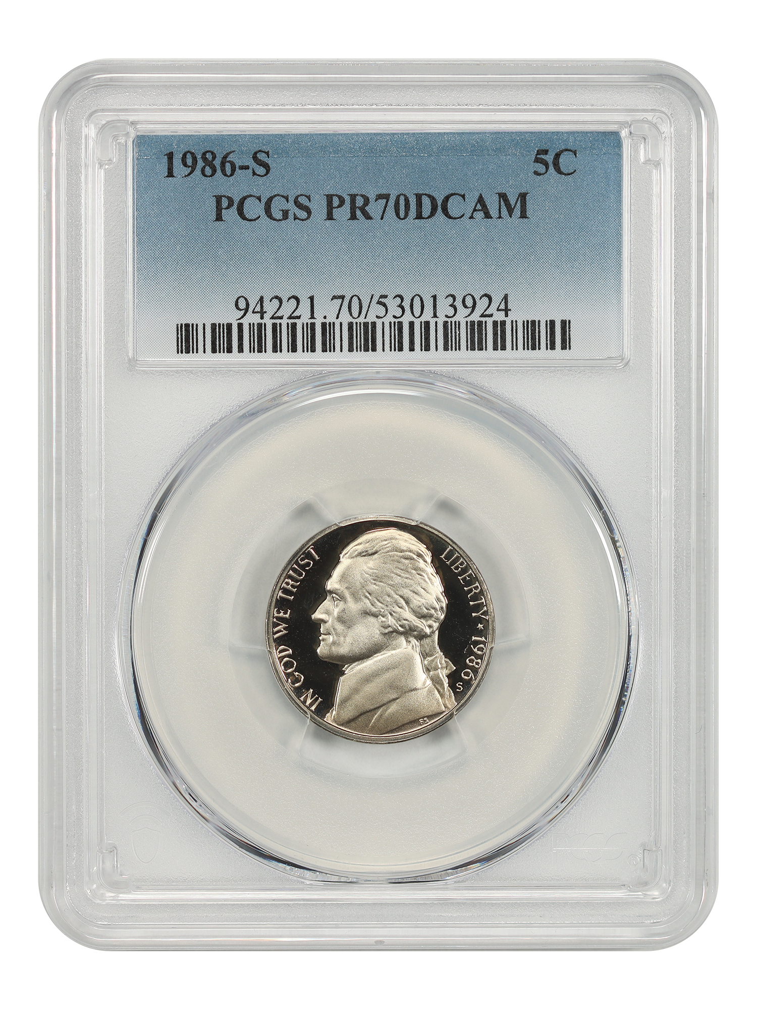 1986-S 5C PCGS PR70DCAM