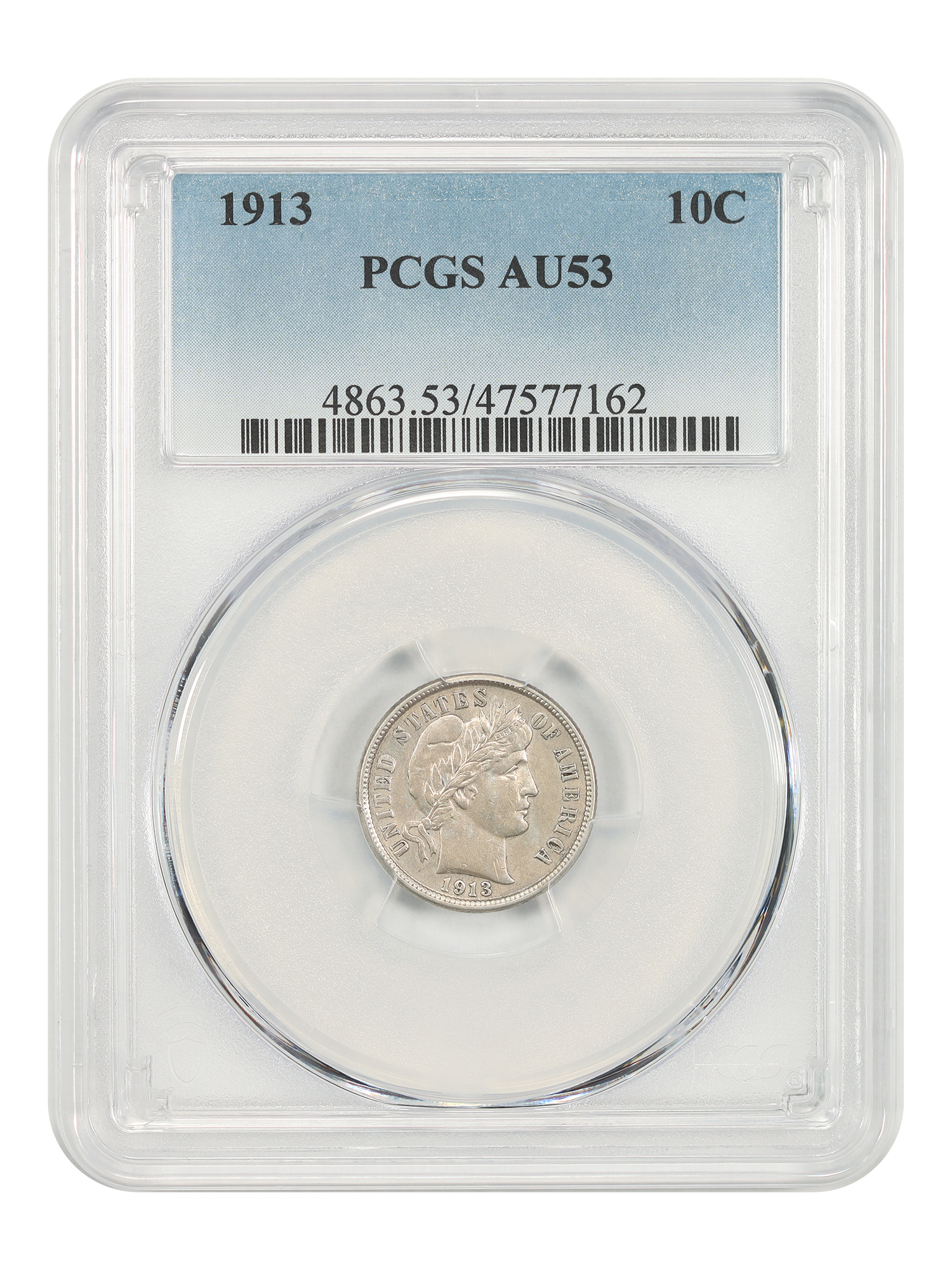 1913 10C PCGS AU53