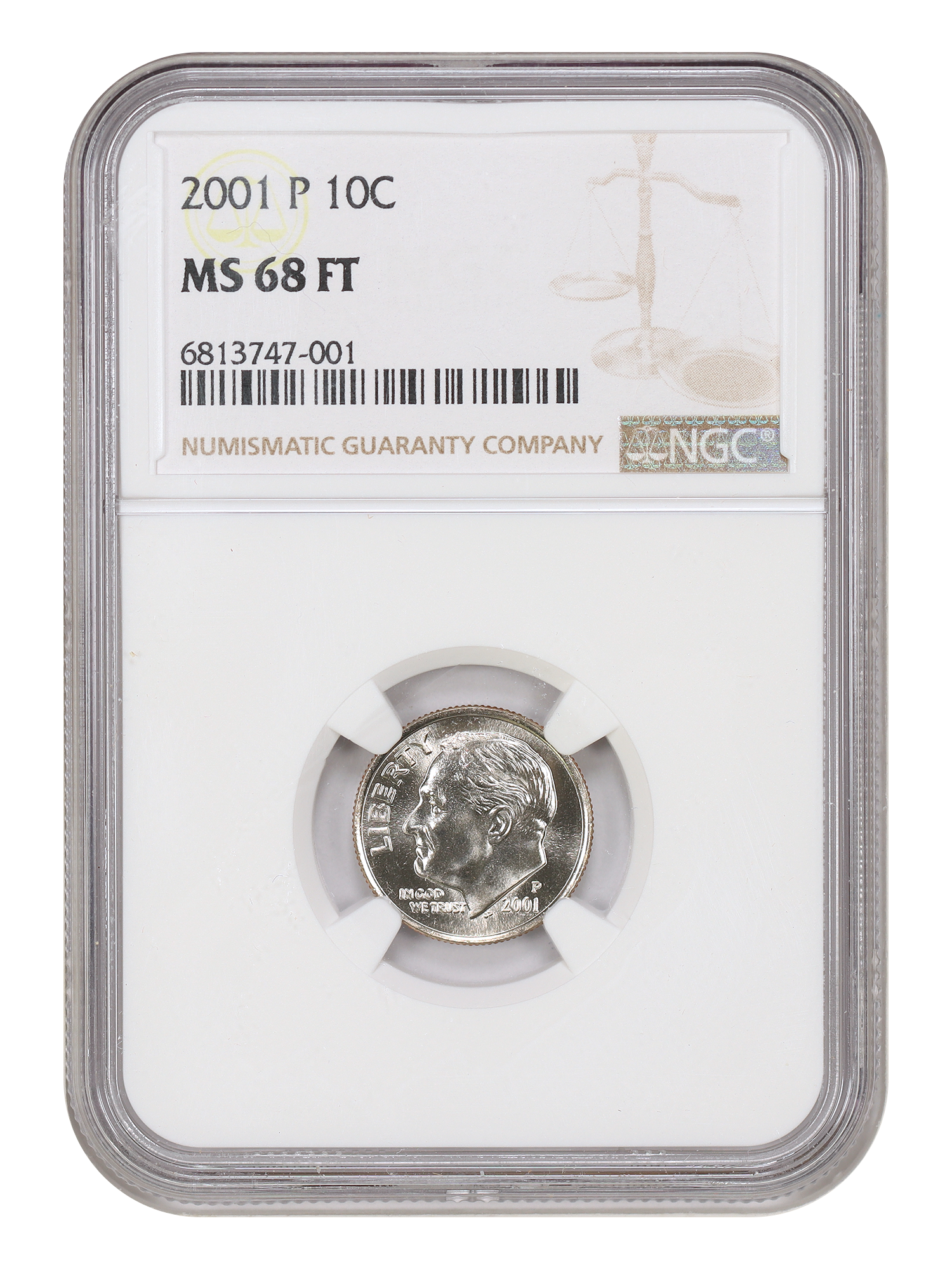 2001-P 10C NGC MS68FB
