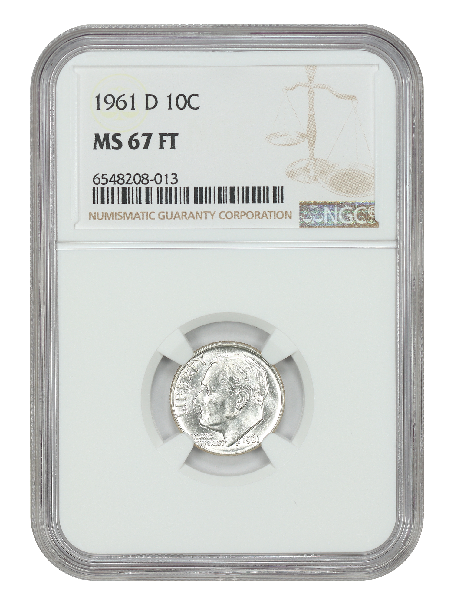 1961-D 10C NGC MS67FB