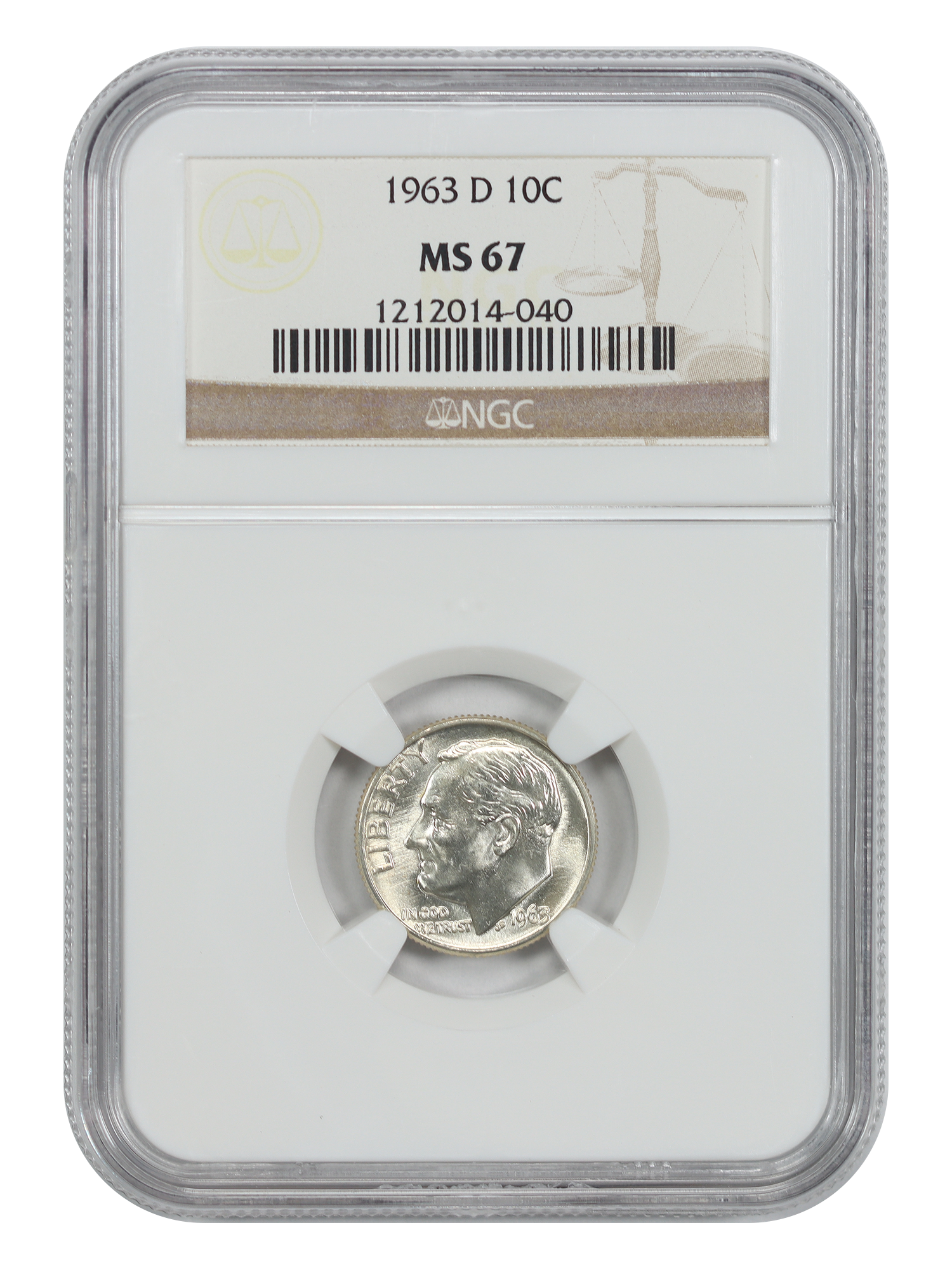 1963-D 10C NGC MS67