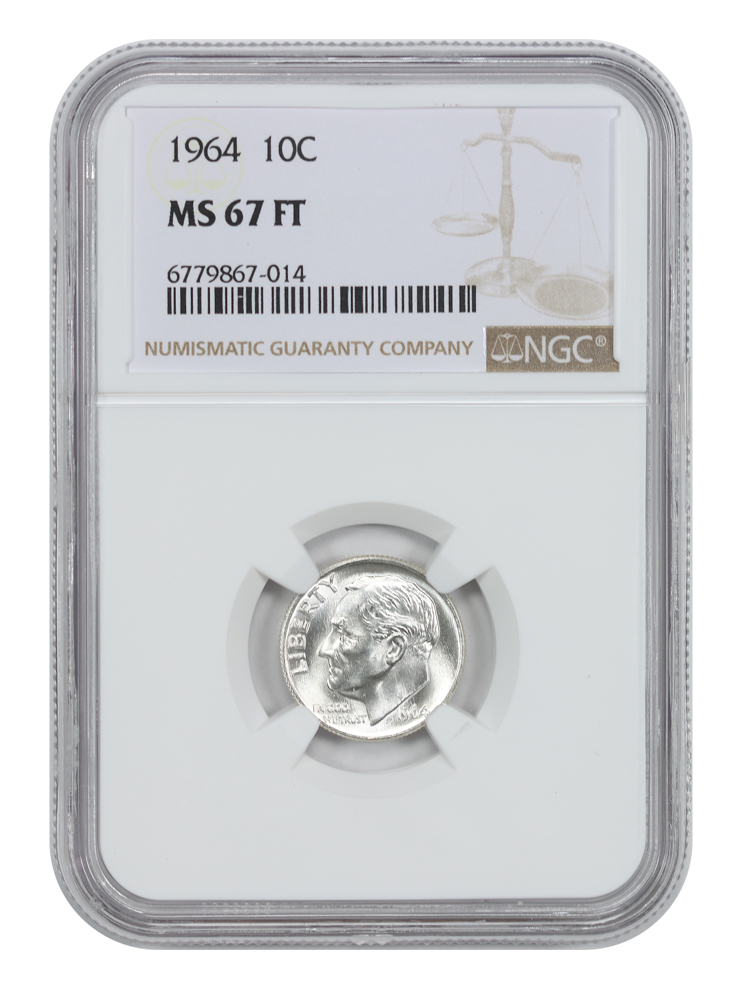 1964 10C NGC MS67FB