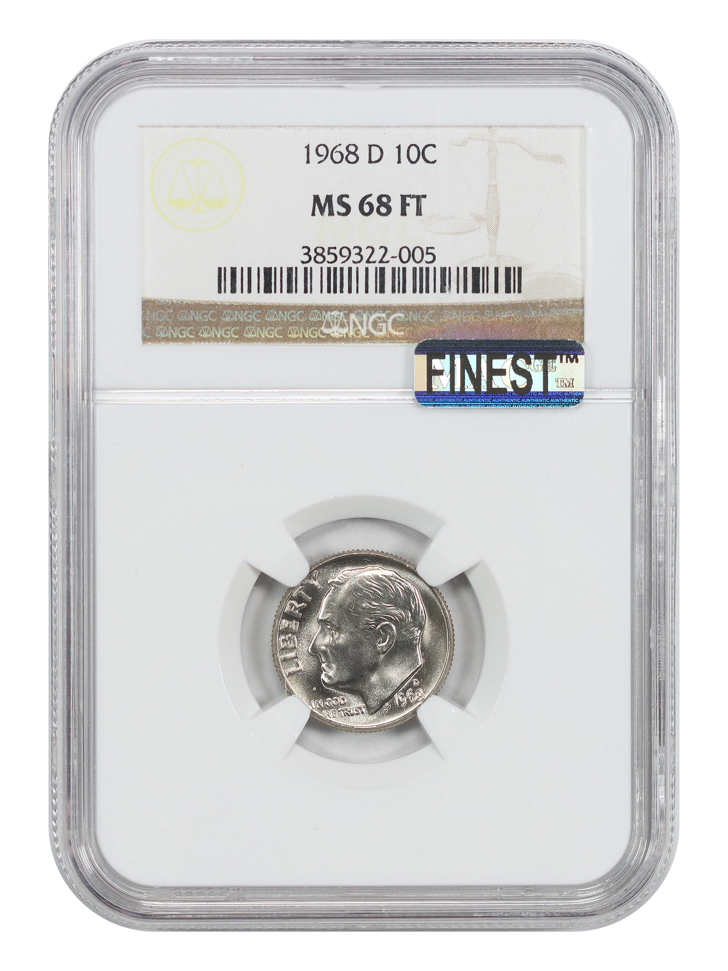 1968-D 10C NGC MS68FB