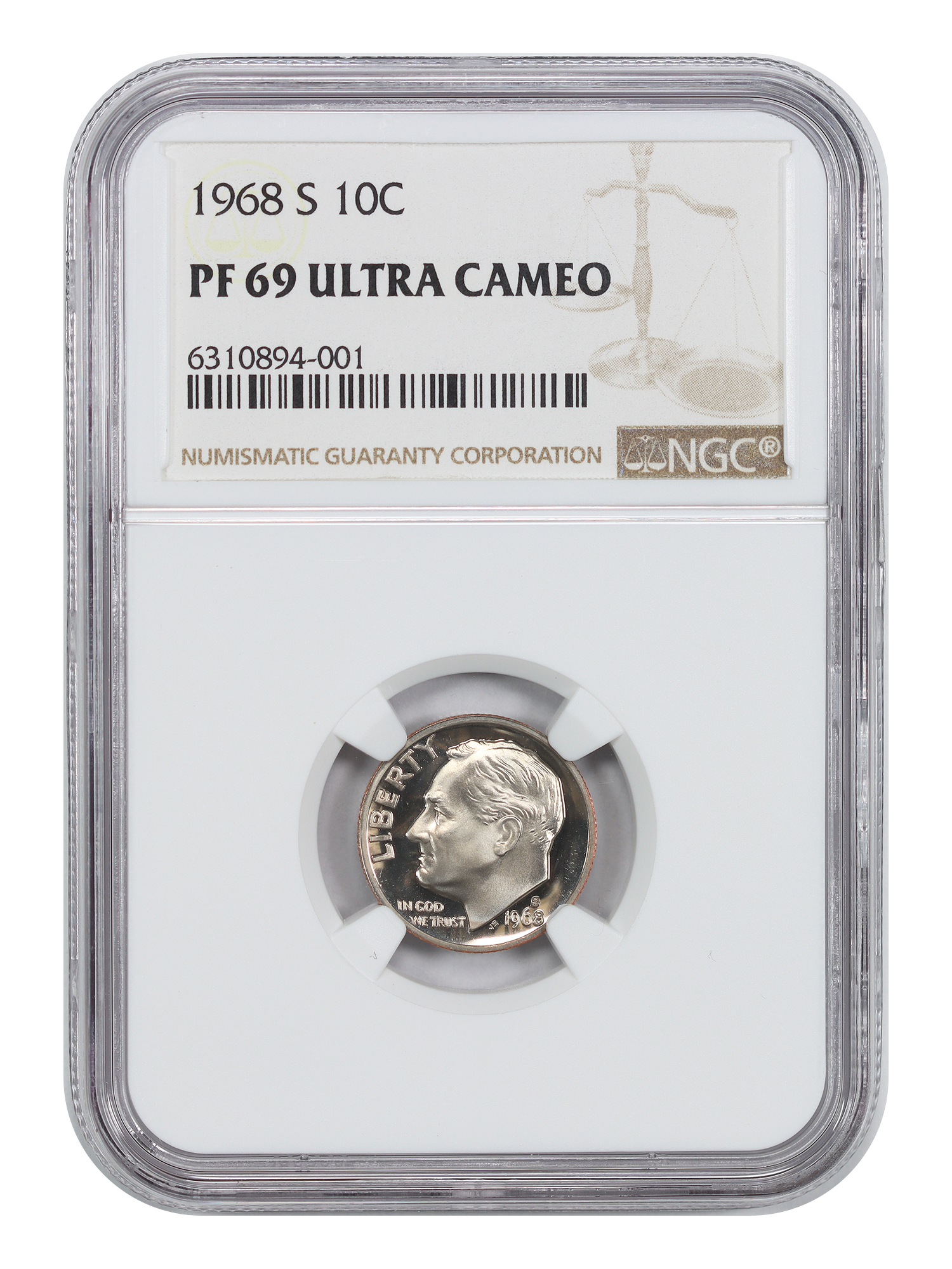 1968-S 10C NGC PR69DCAM