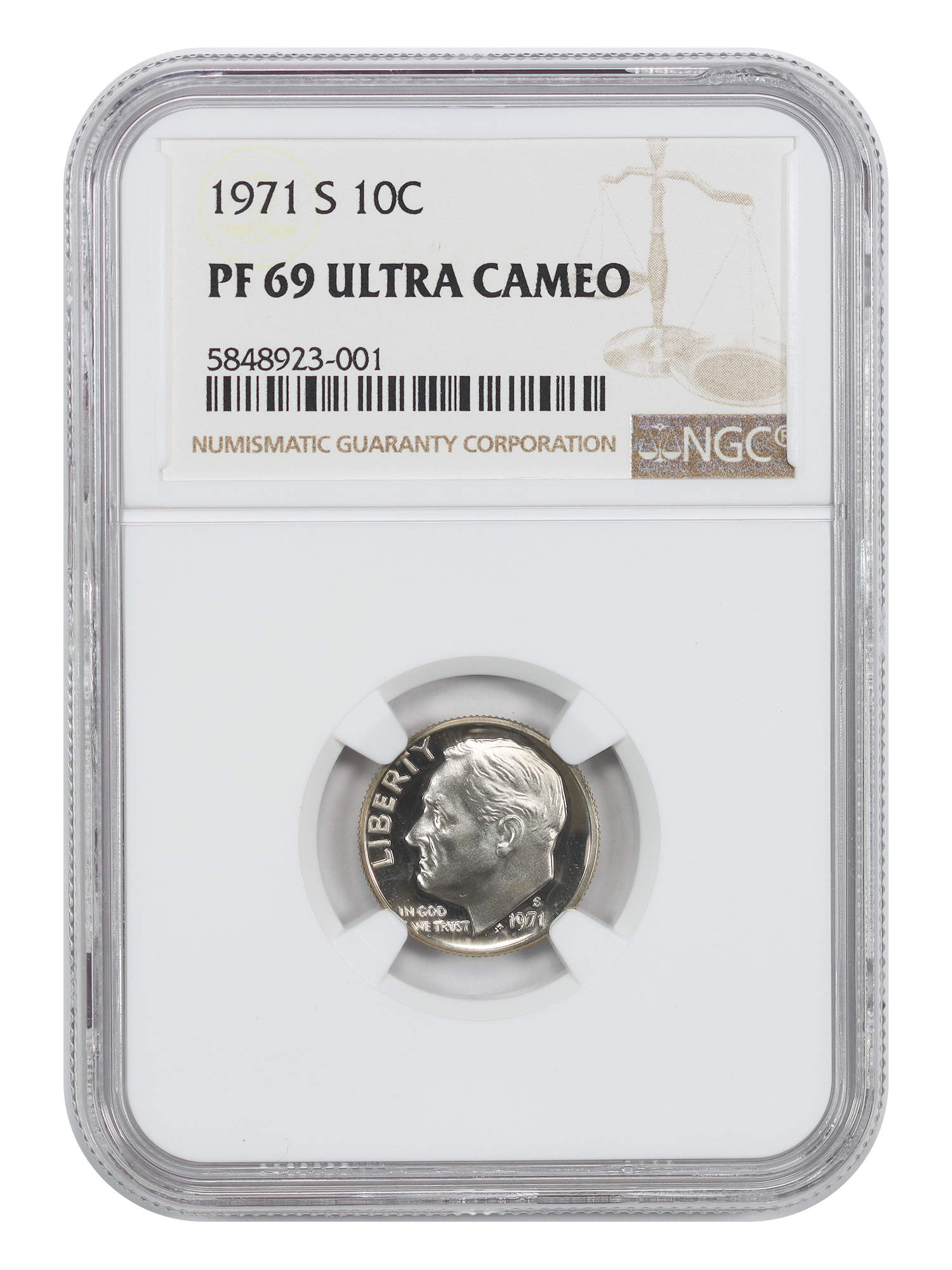1971-S 10C NGC PR69DCAM