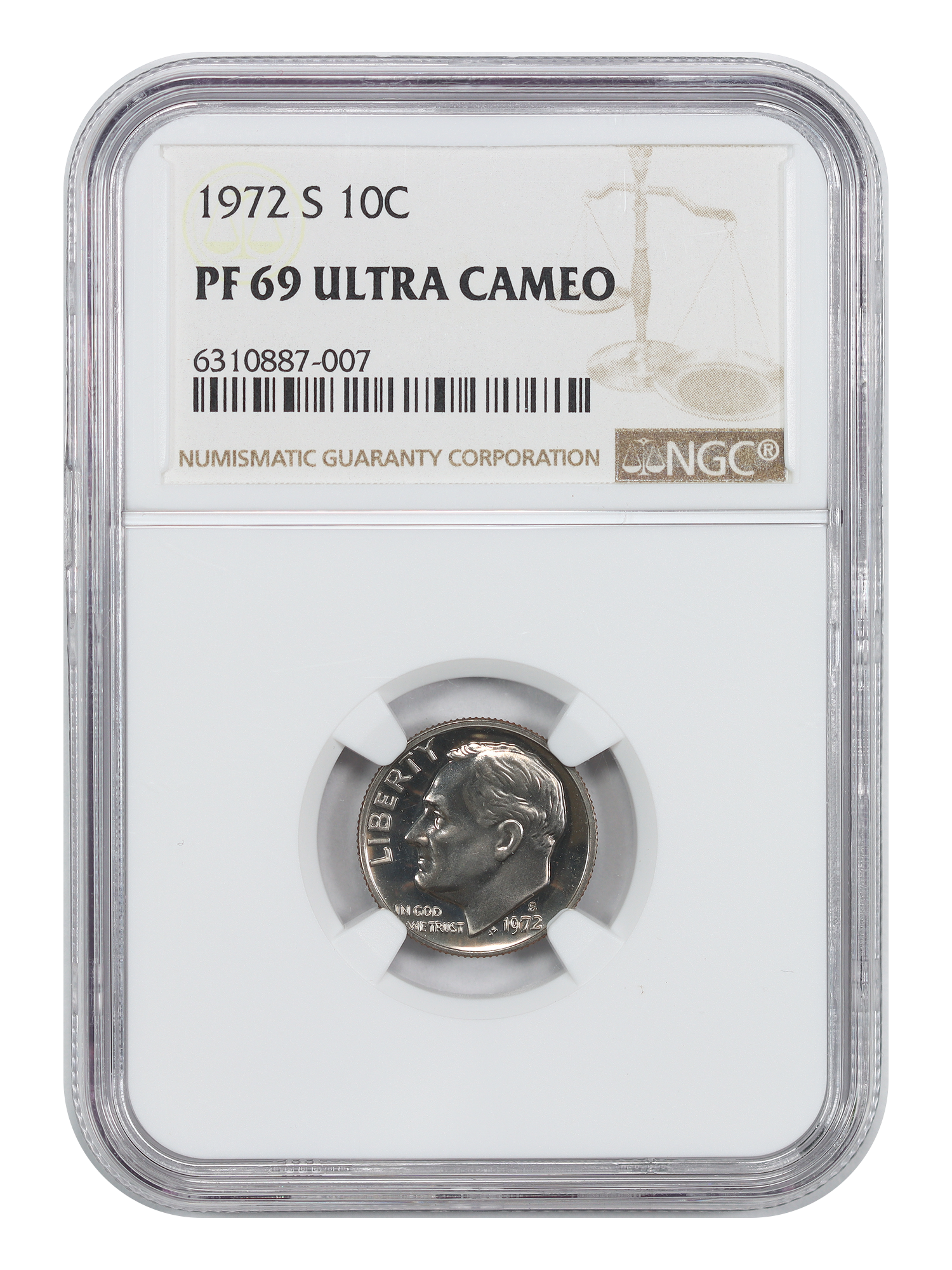 1972-S 10C NGC PR69DCAM