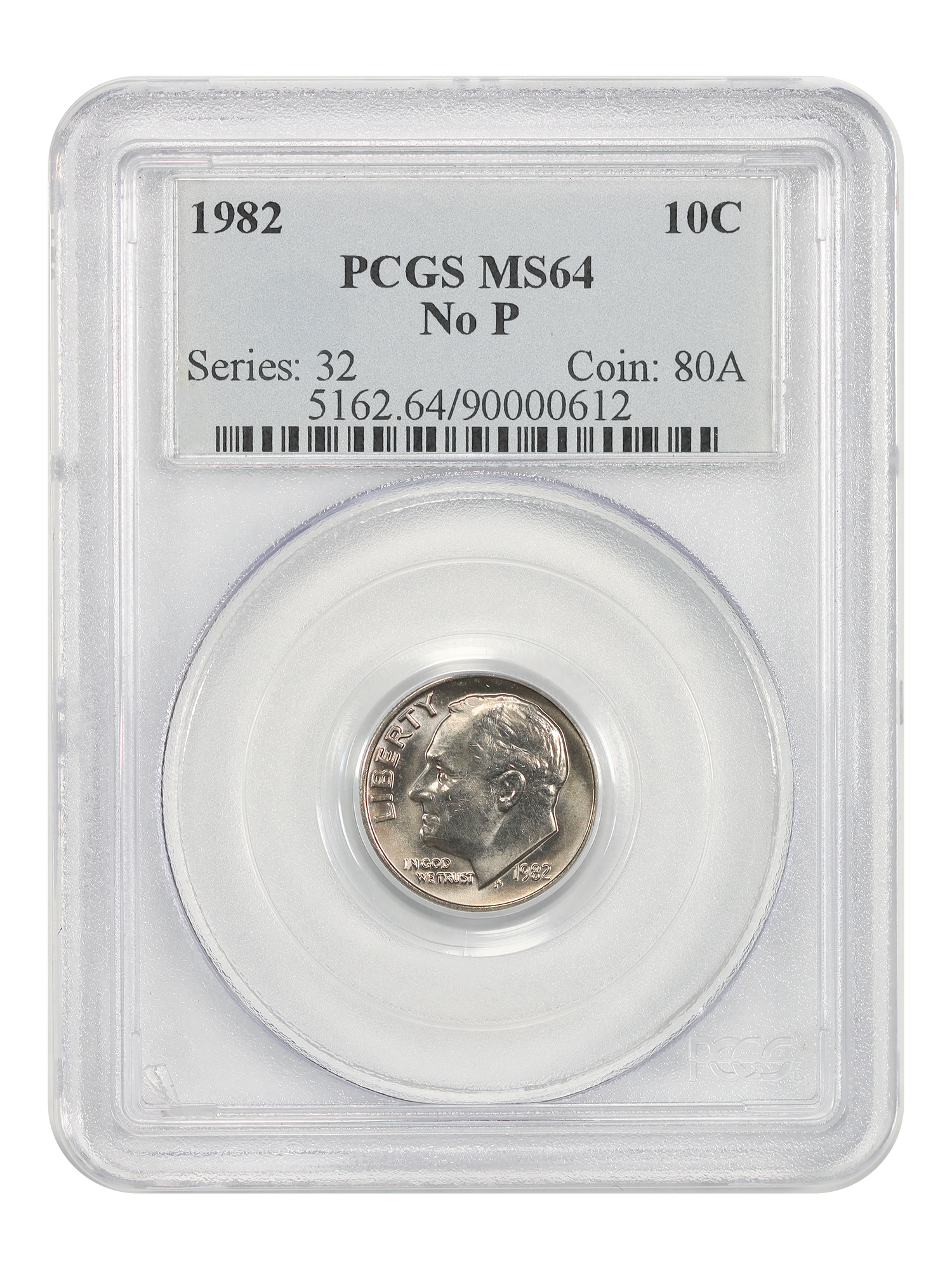 1982 10C PCGS MS64 (No Mintmark, Strong)