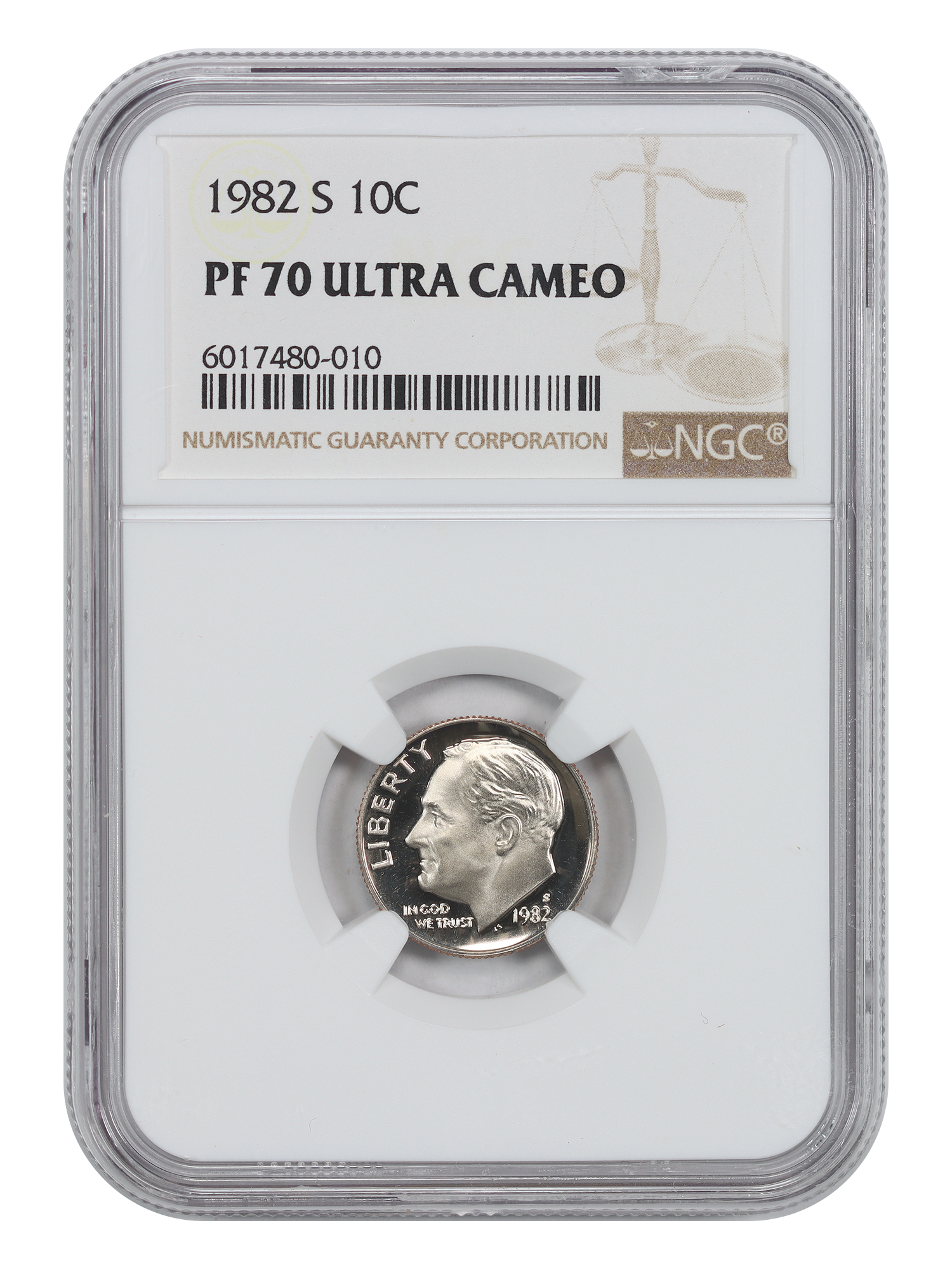 1982-S 10C NGC PR70DCAM
